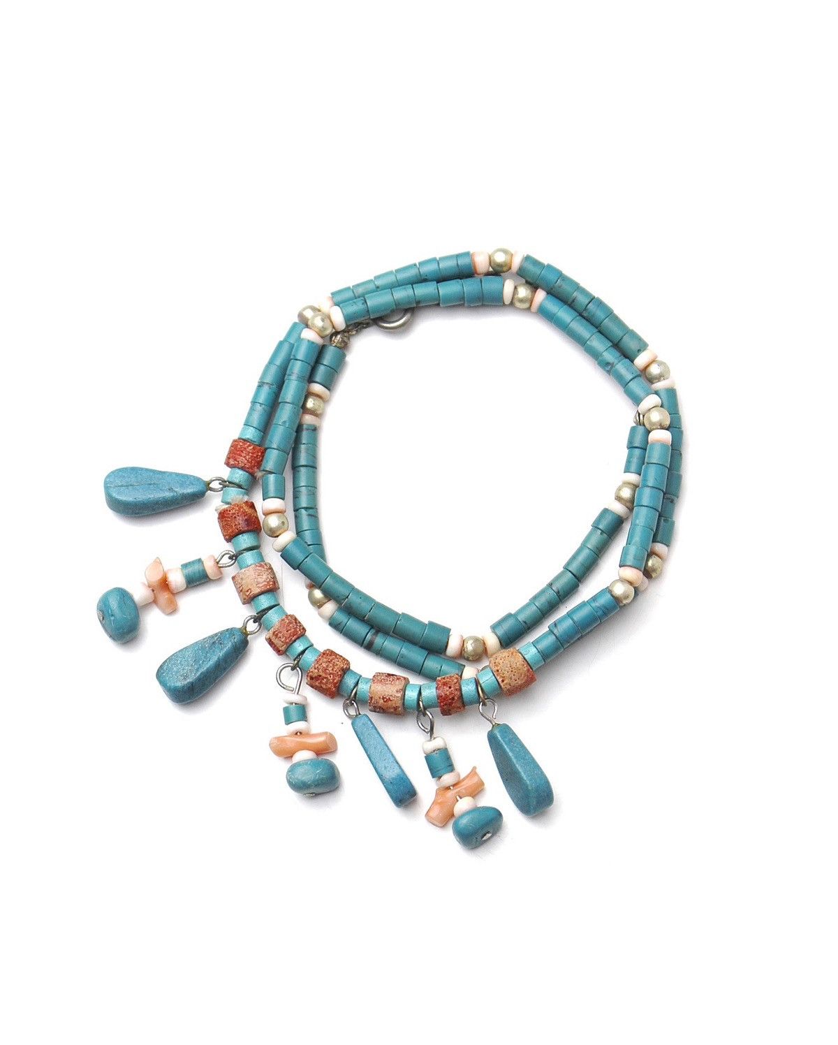 Vintage 2000S JAPANESE MADE TRIBAL TURQUOISE CORAL NECKLACE BRACELET Size ONE SIZE - 2 Thumbnail