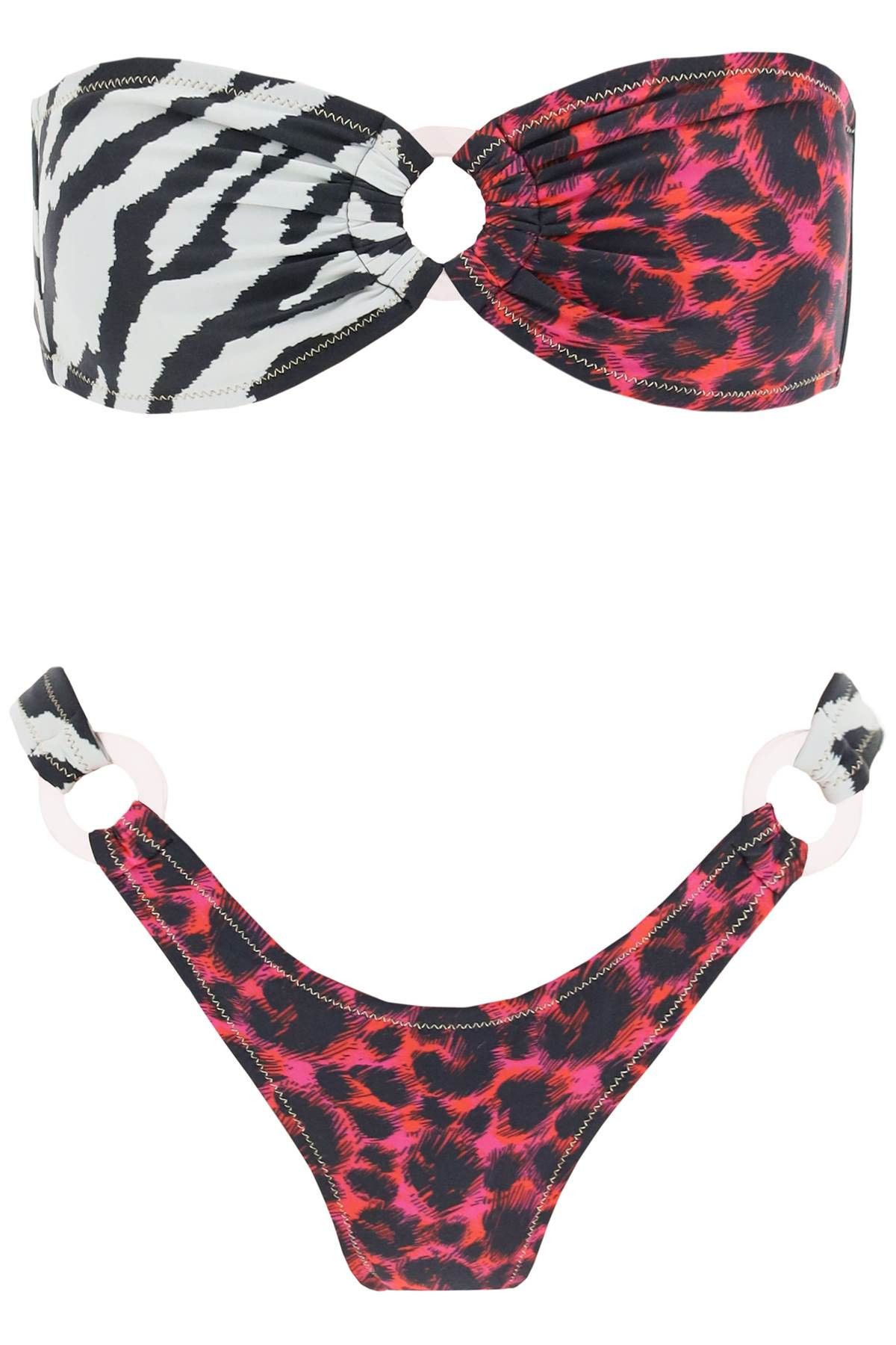 image of Reina Olga Bandcamp Bikini Set in Red Leo Zebra, Women's (Size Medium)