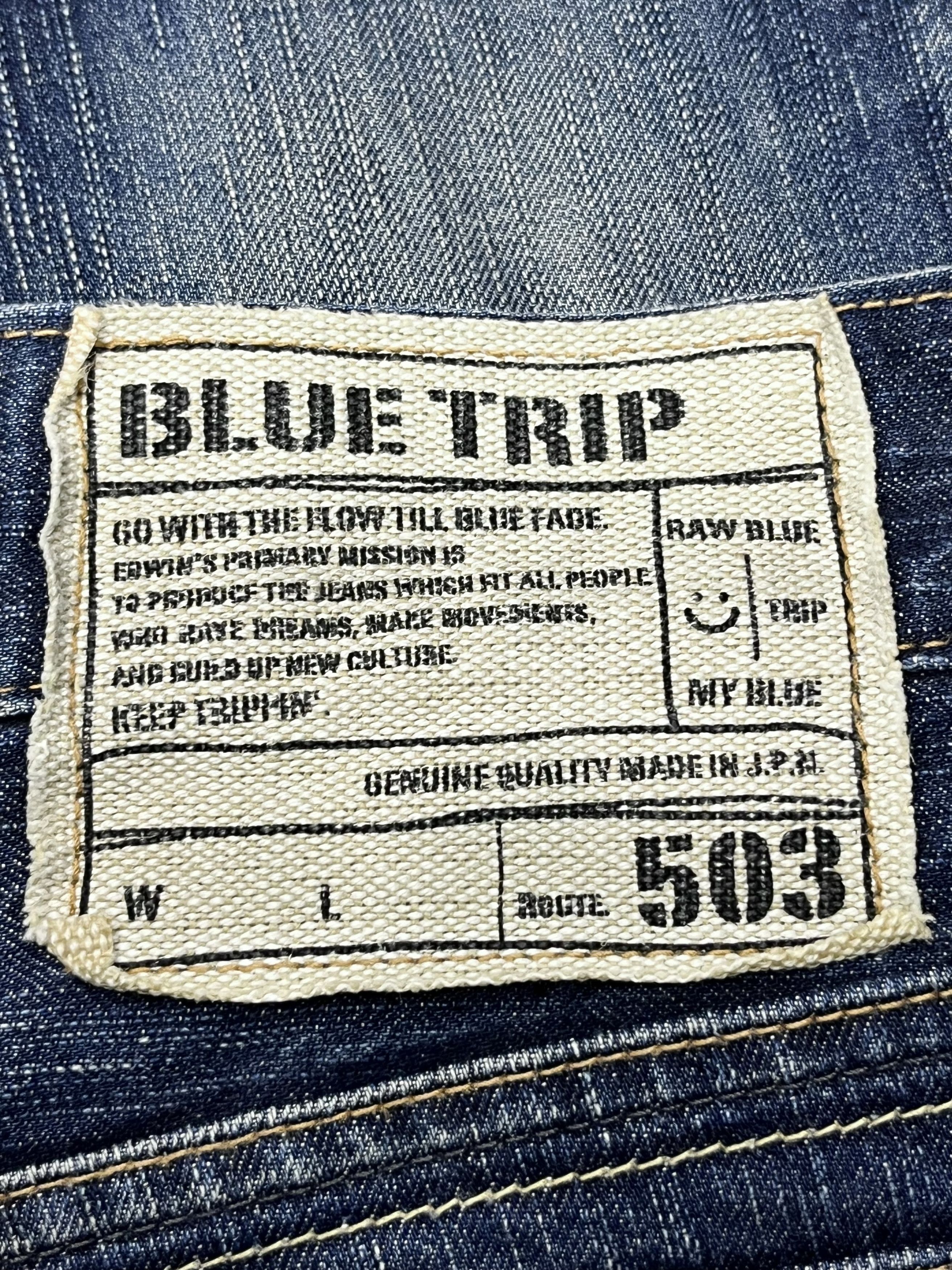 Edwin × Japan Blue × Le Grande Bleu (L.G.B.) 🔥FYE💥EDWIN 503 FLARE BLUETRIP Distressed Raw Blue Japan🔥 Size US 34 / EU 50 - 12 Thumbnail