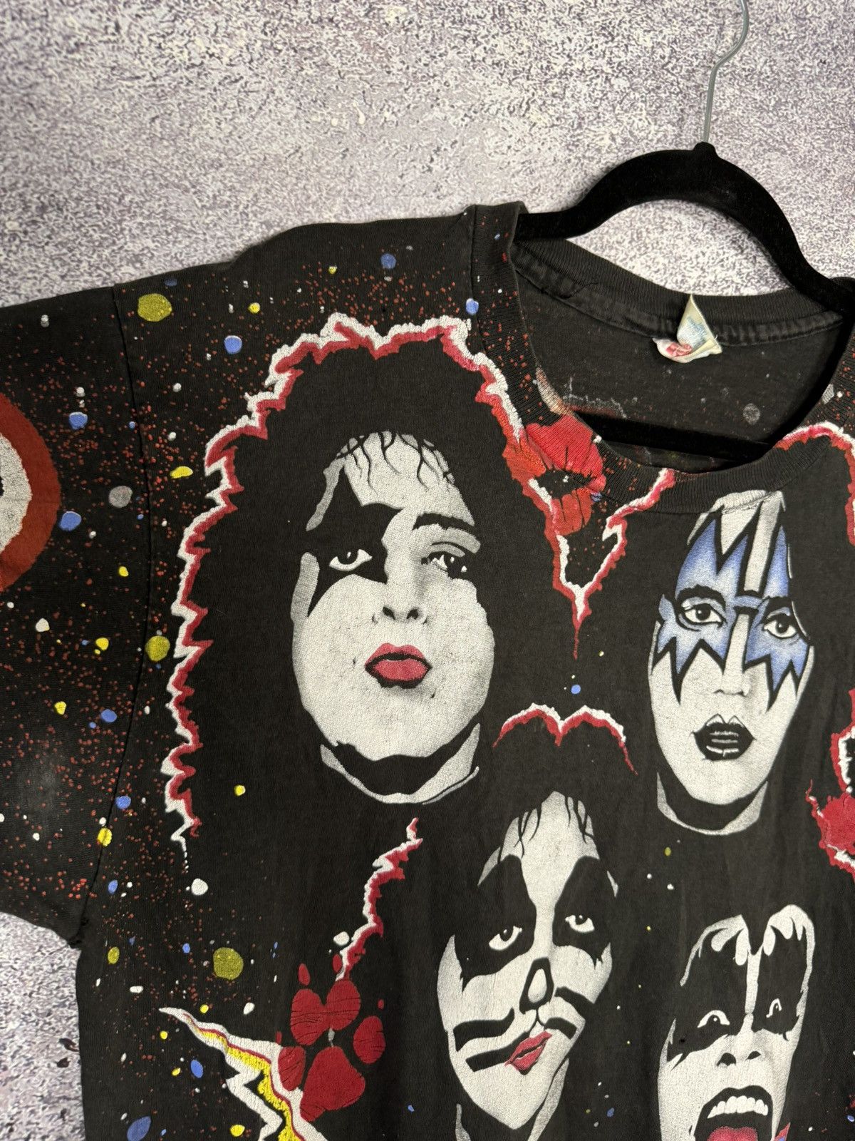 Band Tees × Hanes × Vintage 1992 Vintage KISS T-Shirt Faces AOP Hanes Winterland Concert Size US L / EU 52-54 / 3 - 7 Thumbnail
