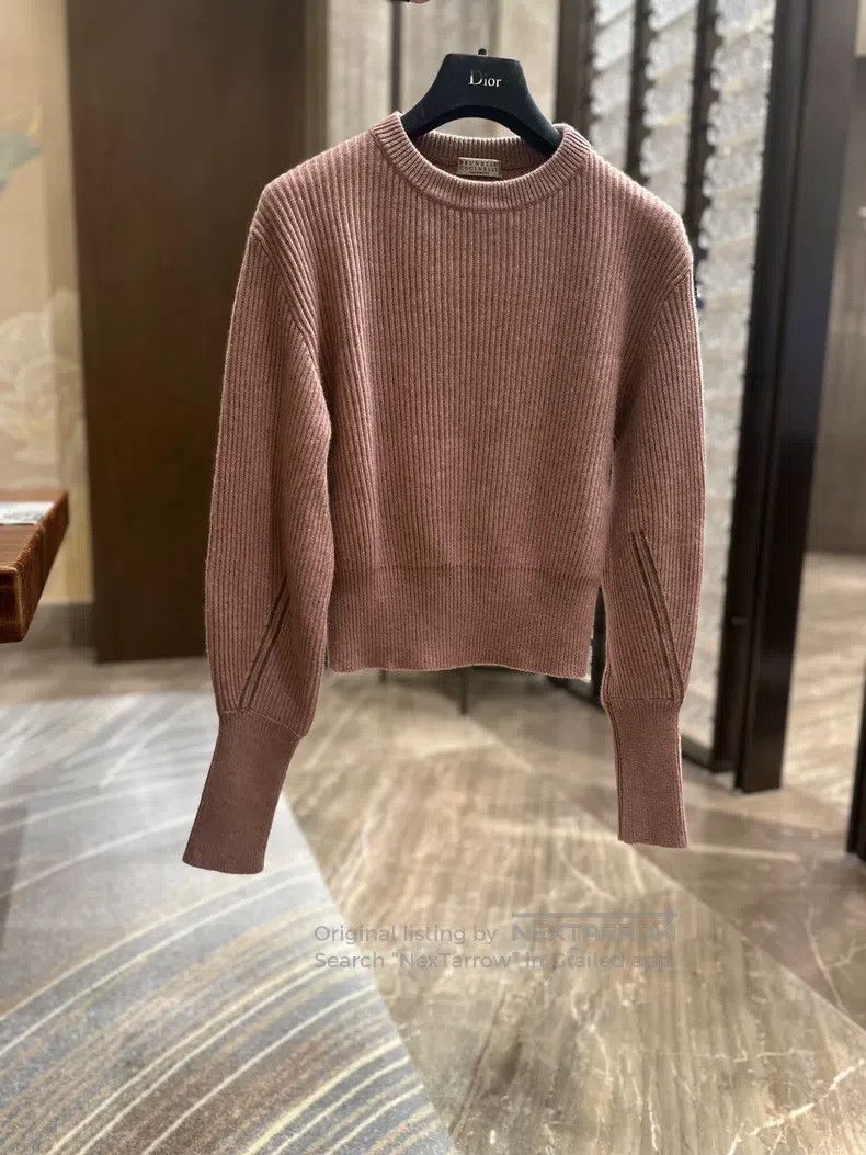 Brunello Cucinelli Brunello Cucinelli Pearly Beaded Cashmere Sweater, Pink Ve Size XXS / US 00 / IT 34 - 1 Thumbnail