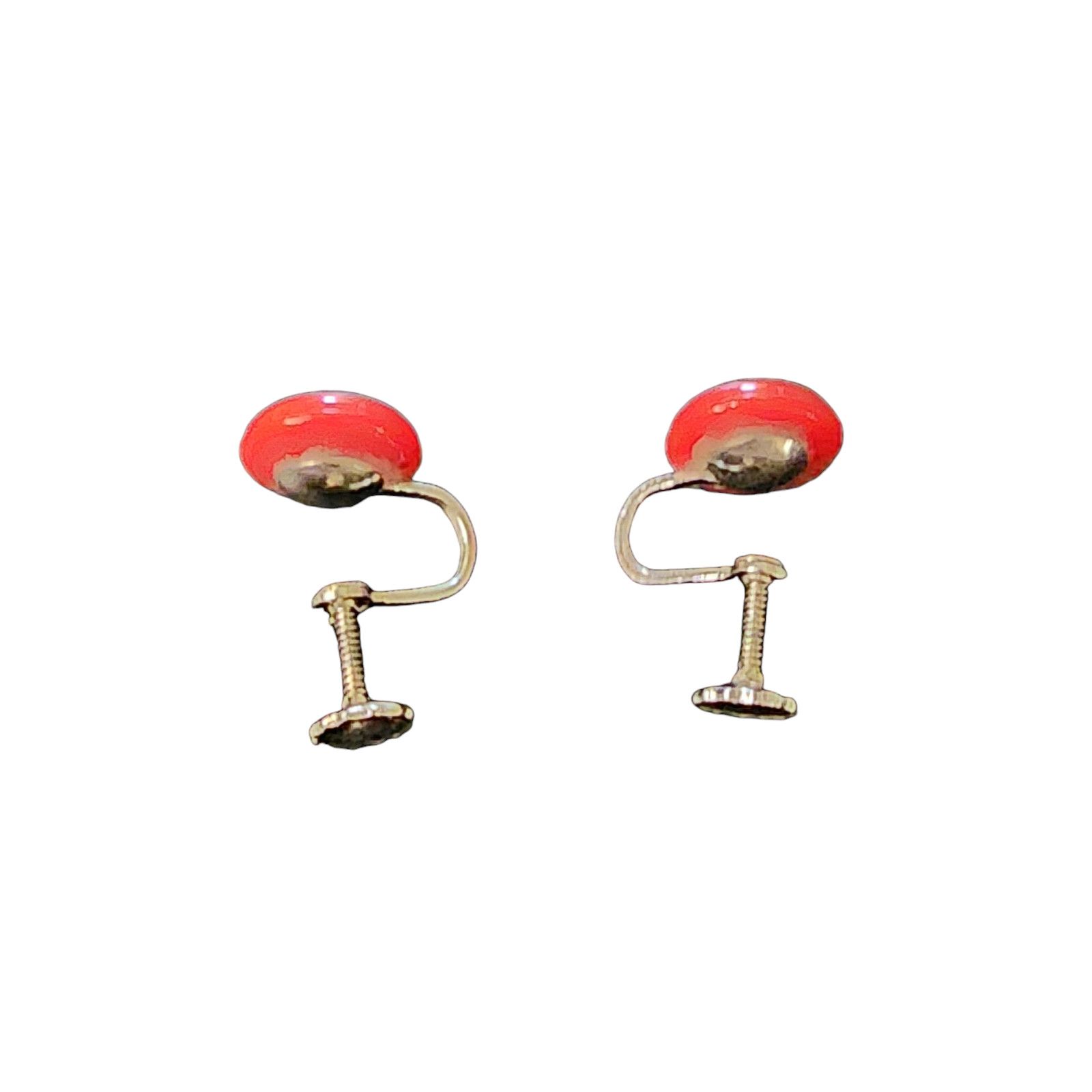 The Unbranded Brand Vintage Small Cherry Red Plastic Button Screwback Earrings Size ONE SIZE - 3 Thumbnail