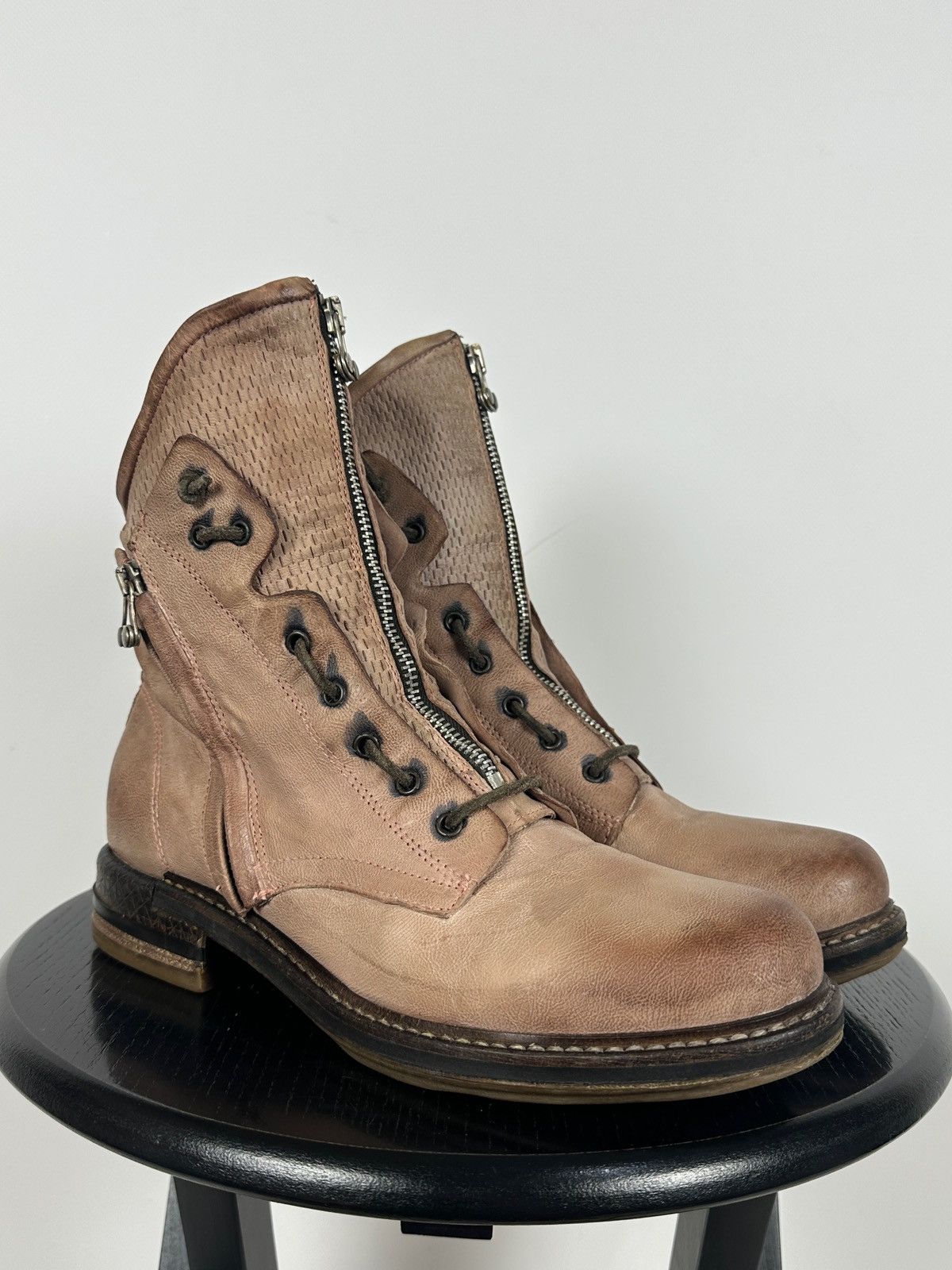 A.S.98 A.S.98. Airstep Leather Front Zip Biker Combat Ankle Boots Size US 10 / IT 40 - 11 Thumbnail