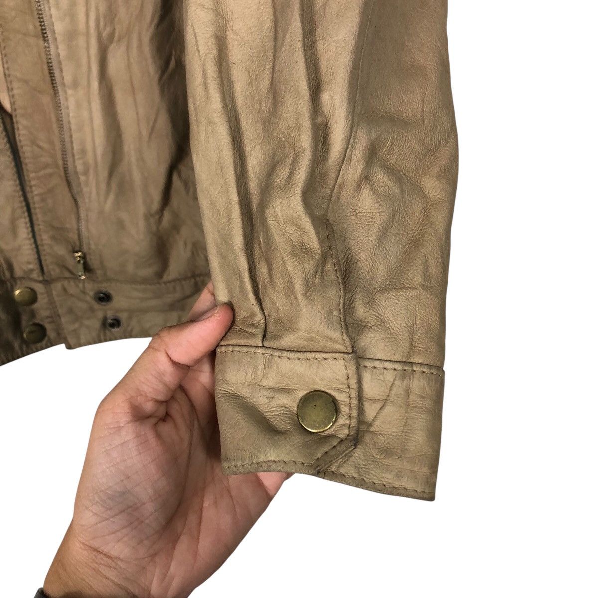 Genuine Leather × Japanese Brand × Vintage 📌Vintage Leather Biker Jacket Parfin Japan Issey Miyake Size US M / EU 48-50 / 2 - 16 Thumbnail