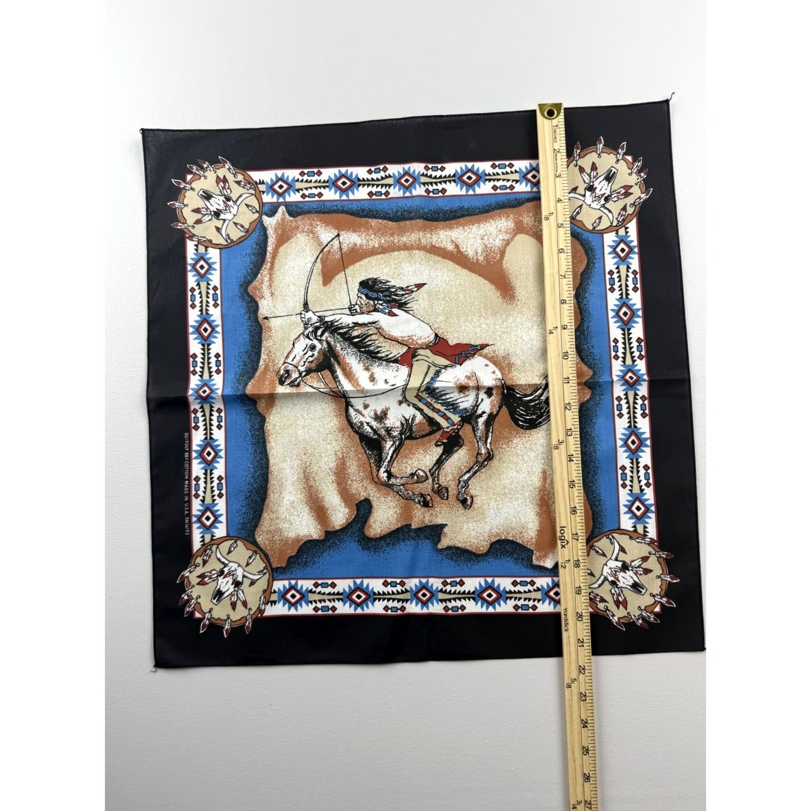 Vintage Vintage Bandana Scarf Mens Bandana Western Horse Rider Graphic Made In USA Size ONE SIZE - 3 Thumbnail