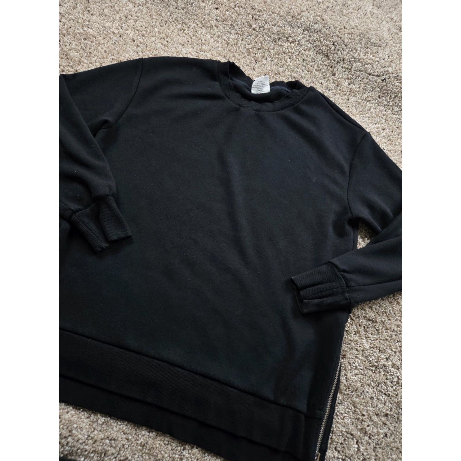 Varley Varley Sweatshirt Womens M Black Charter DoubleSoft Viscose Polyester Elastane Crew Neck Zip Accent Zipper 2.0 Side Size M / US 6-8 / IT 42-44 - 2 Thumbnail