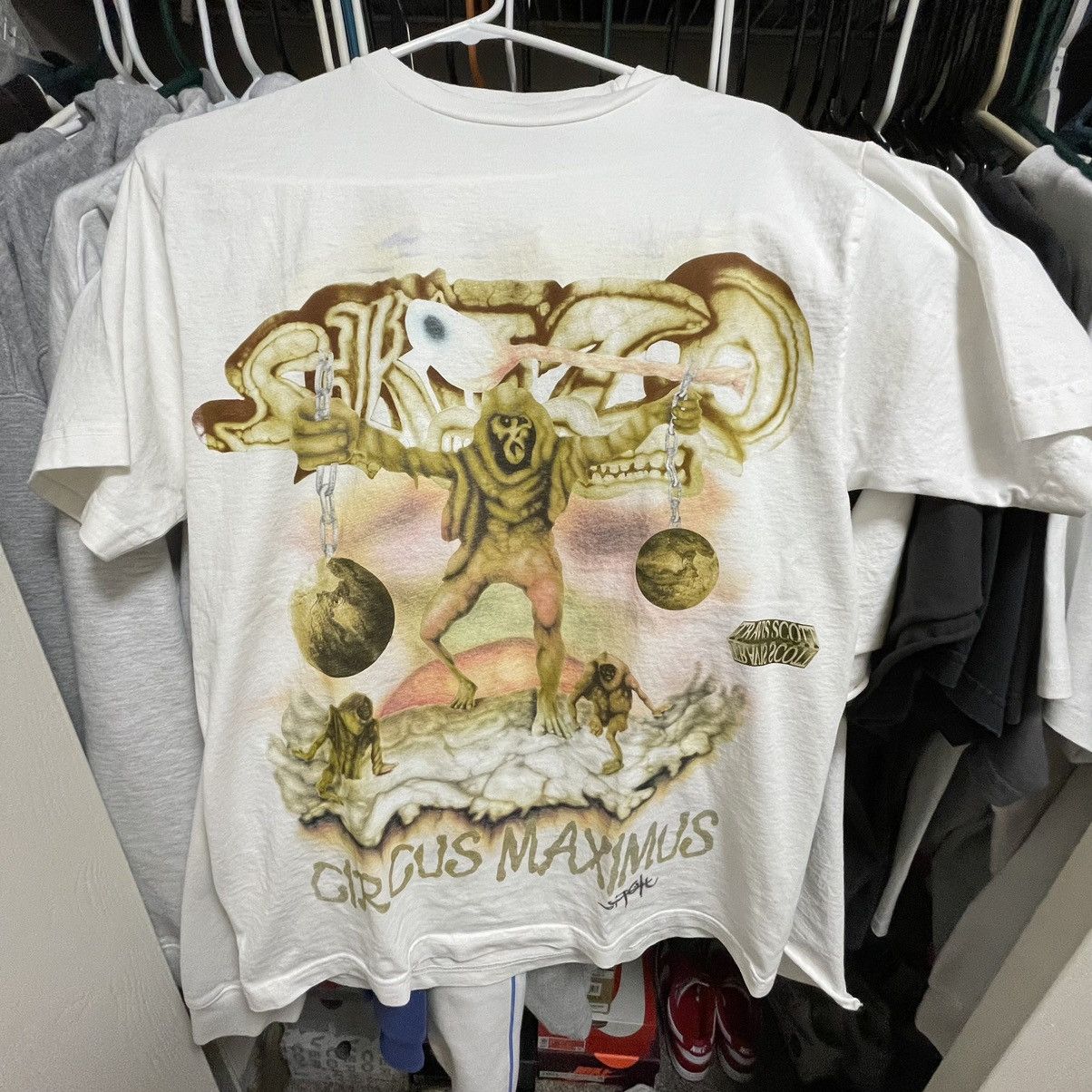 image of Travis Scott Utopia Tour Skitzo Shirt in White, Men's (Size Medium)