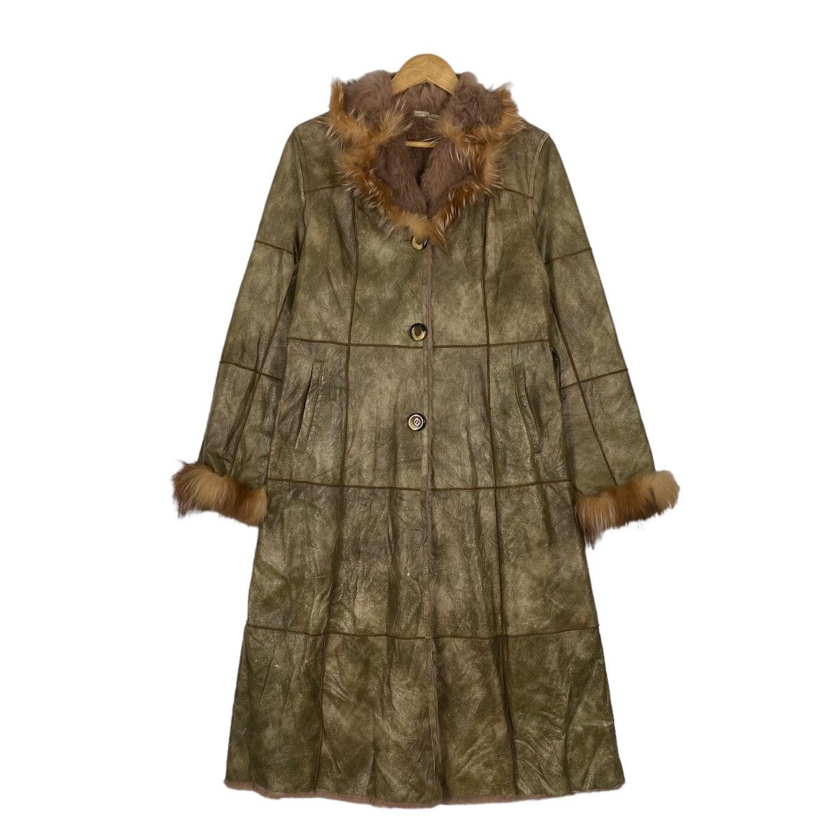 Japanese Brand FUR COLLAR PACHTWORK LONG COAT LEATHER JACKET Size M / US 6-8 / IT 42-44 - 1 Thumbnail