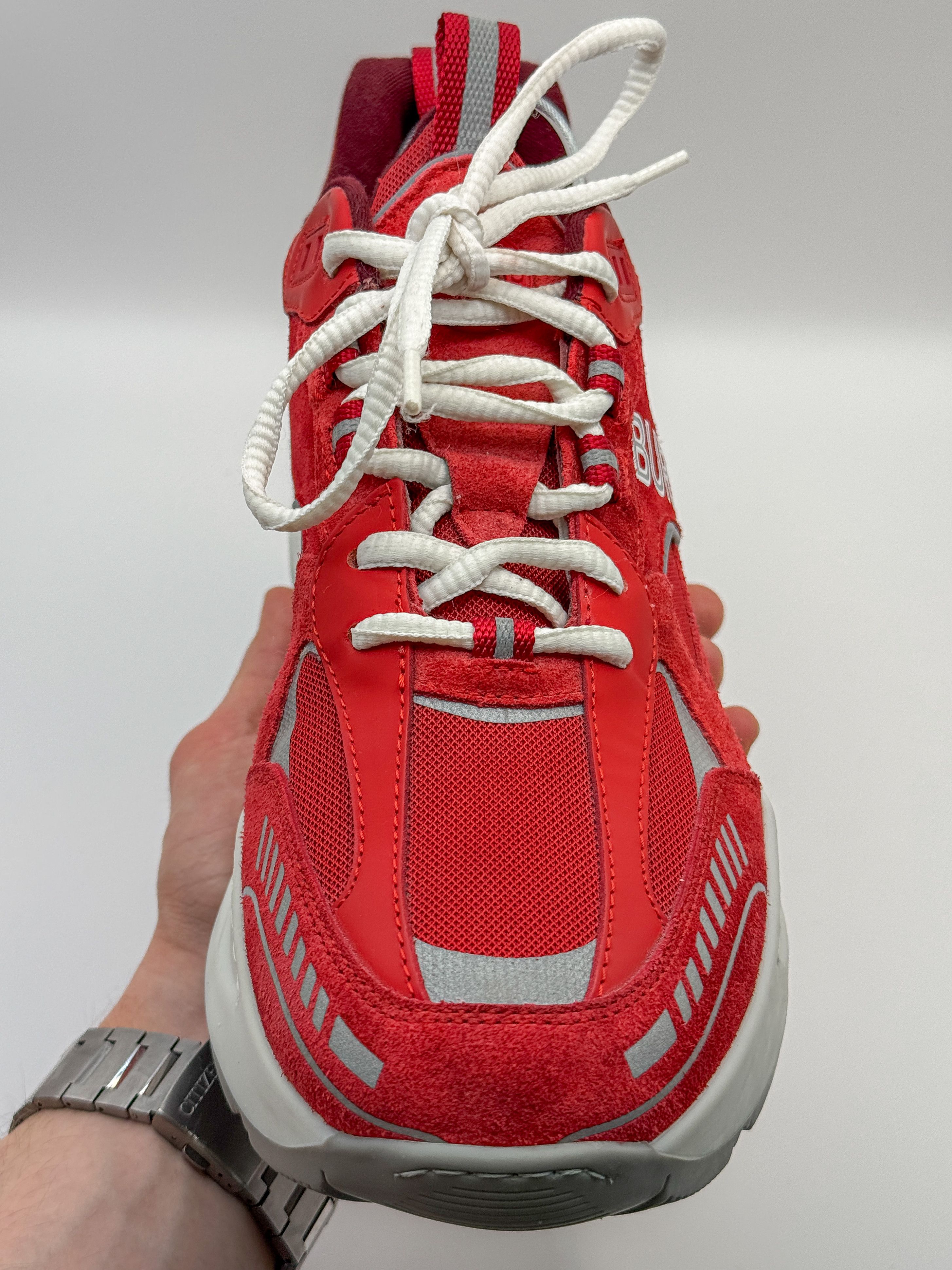Burberry Burberry Logo Print Suede & Leather Chilli Red 2022 Size US 9 / EU 42 - 3 Thumbnail