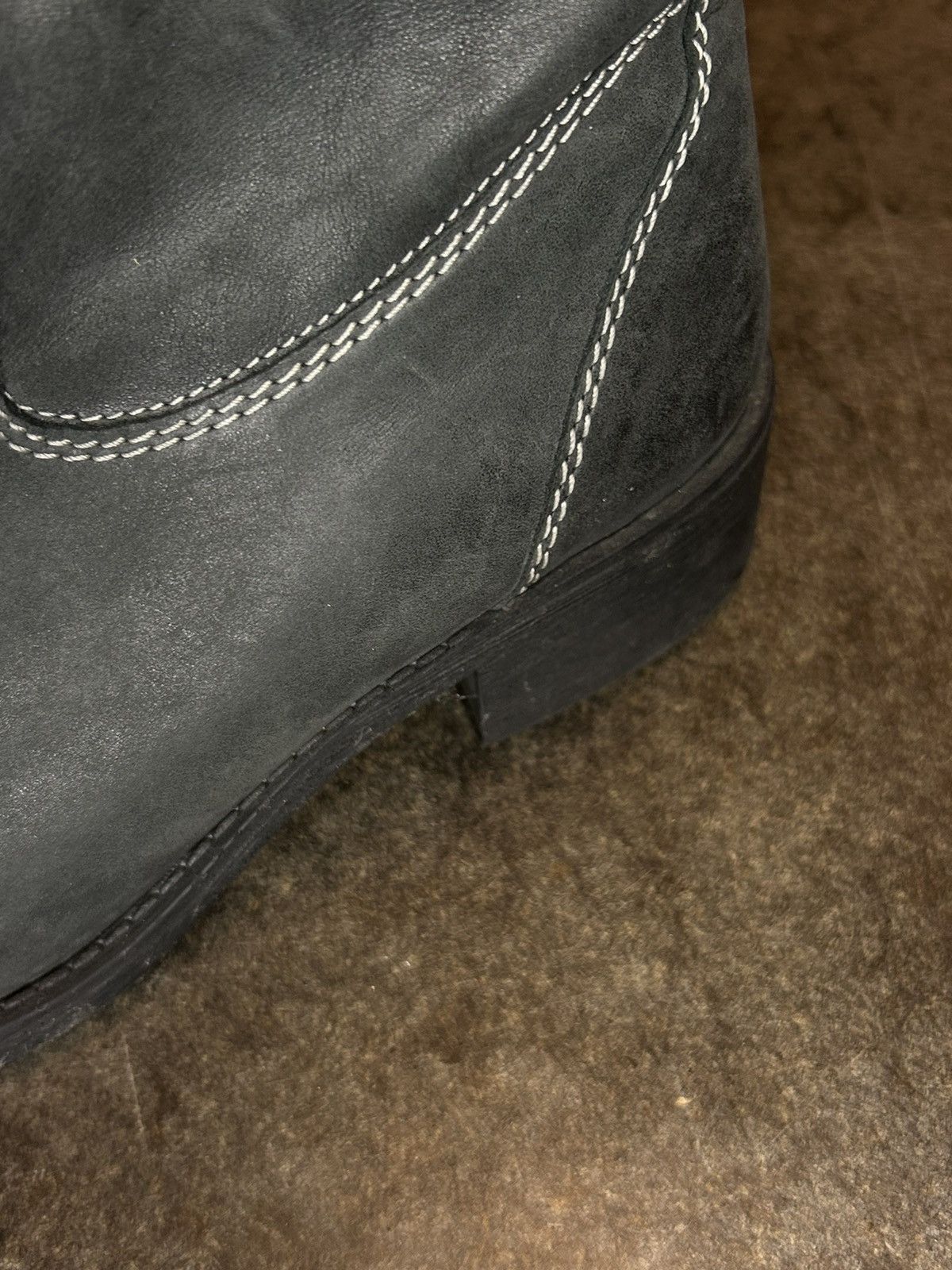 Vintage Dark Concrete Grey Leather Boots Size US 7 / IT 37 - 5 Thumbnail