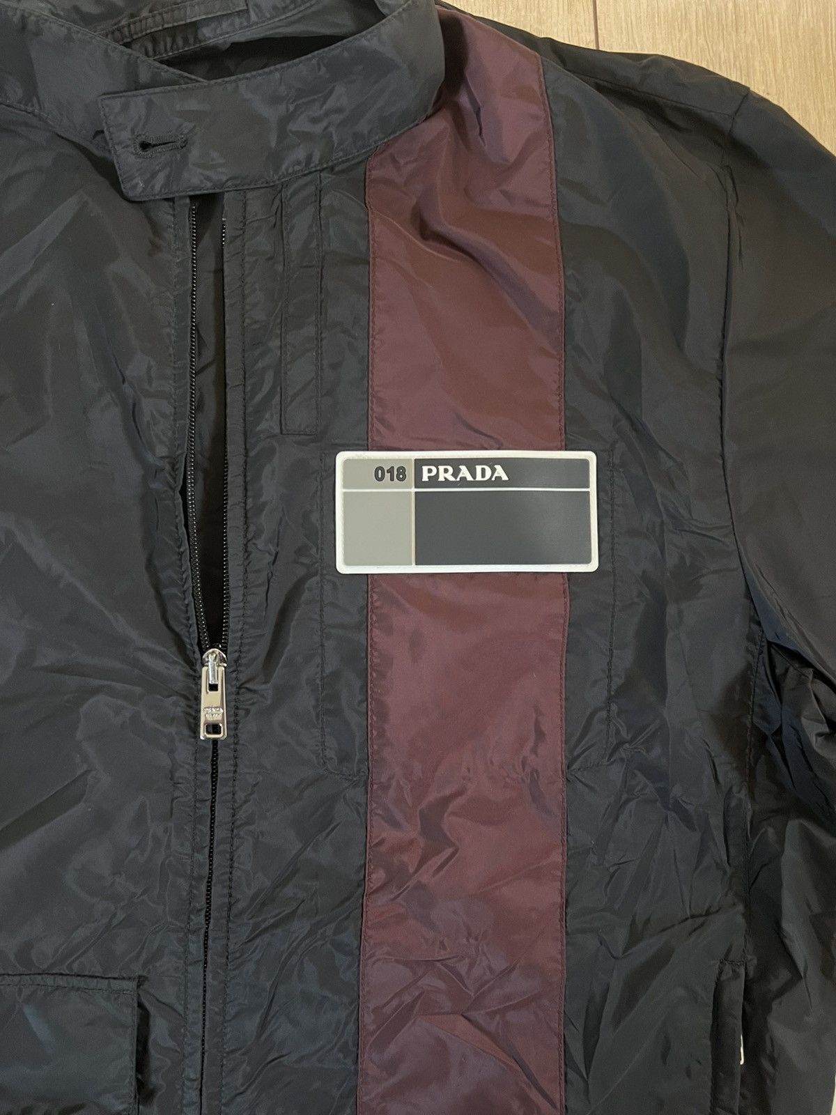 Prada Prada Milano SS2018 Black Light Nylon Burgundy Strip Size US M / EU 48-50 / 2 - 4 Thumbnail