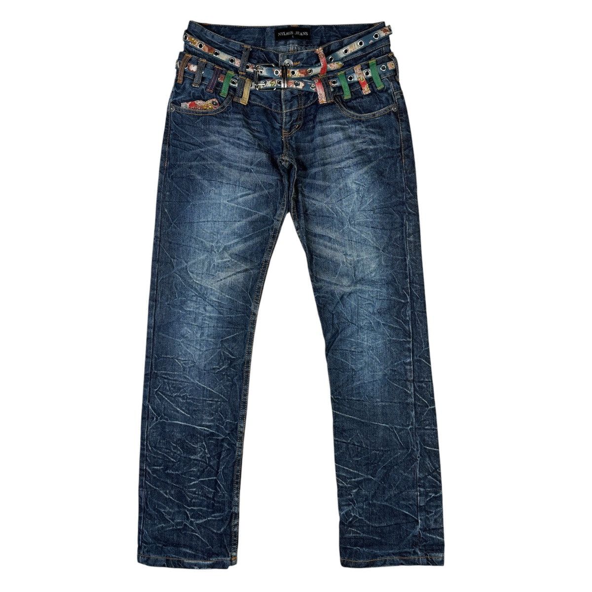 14th Addiction × If Six Was Nine × Japanese Brand Nylaus Distressed Double Waist Jeans Size US 30 / EU 46 - 1 Thumbnail