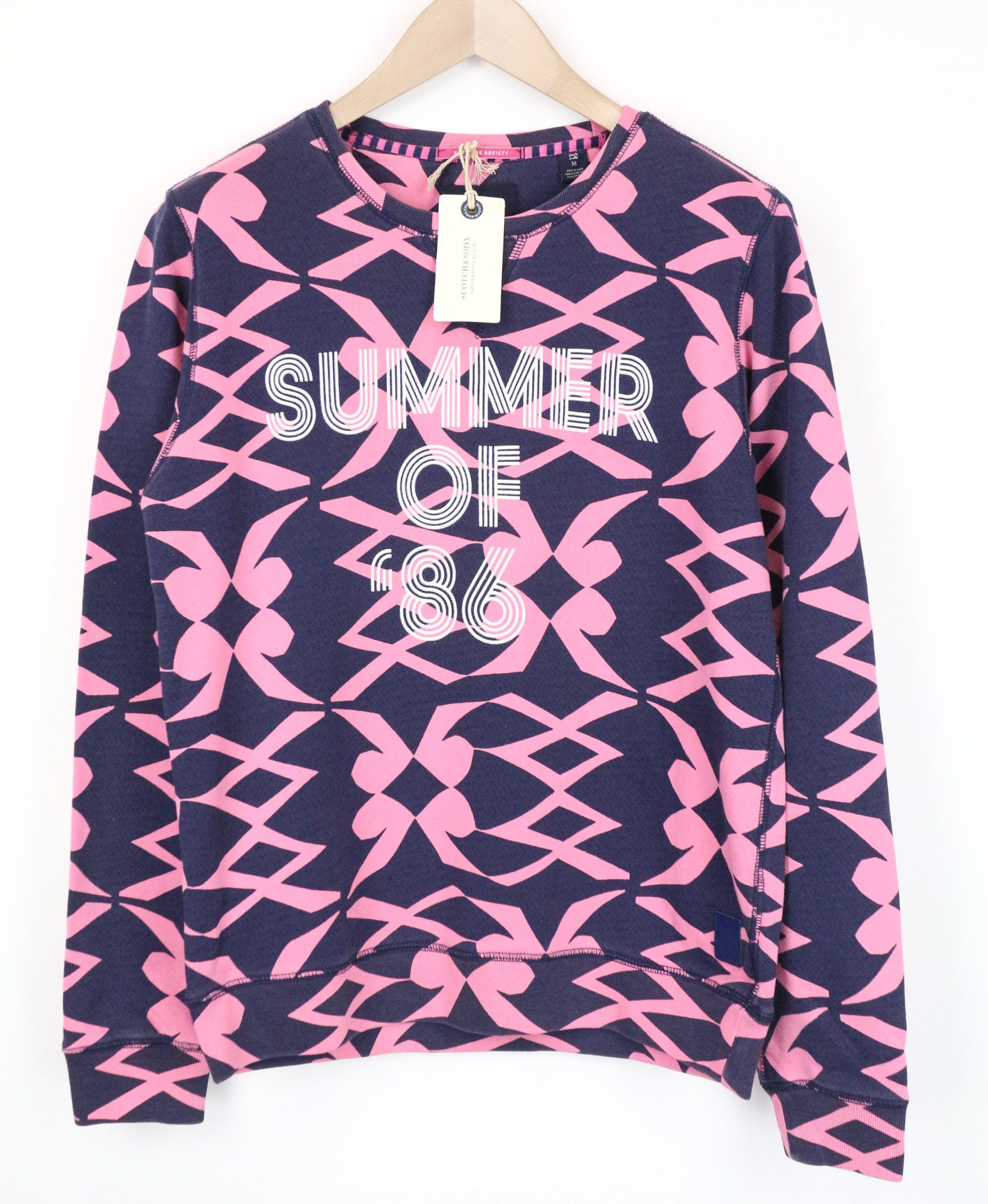 Scotch & Soda M Pink Patterned Cotton Fleece Crew Sweatshirt 74577 Size US M / EU 48-50 / 2 - 1 Thumbnail