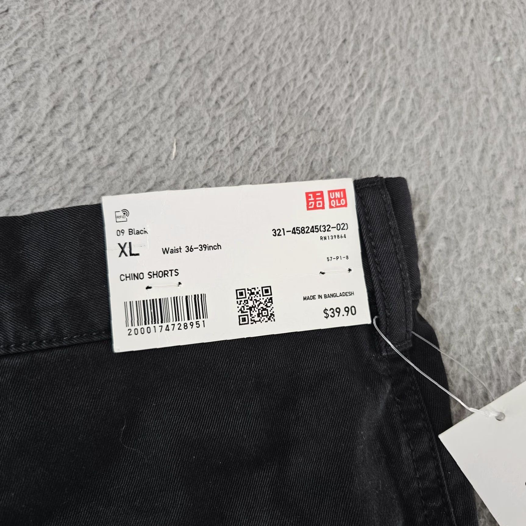 Uniqlo Uniqlo Mens XL Black Chino Shorts 9 Inseam Drawstring Flat Front Casual Cotton Size US 36 / EU 52 - 4 Thumbnail