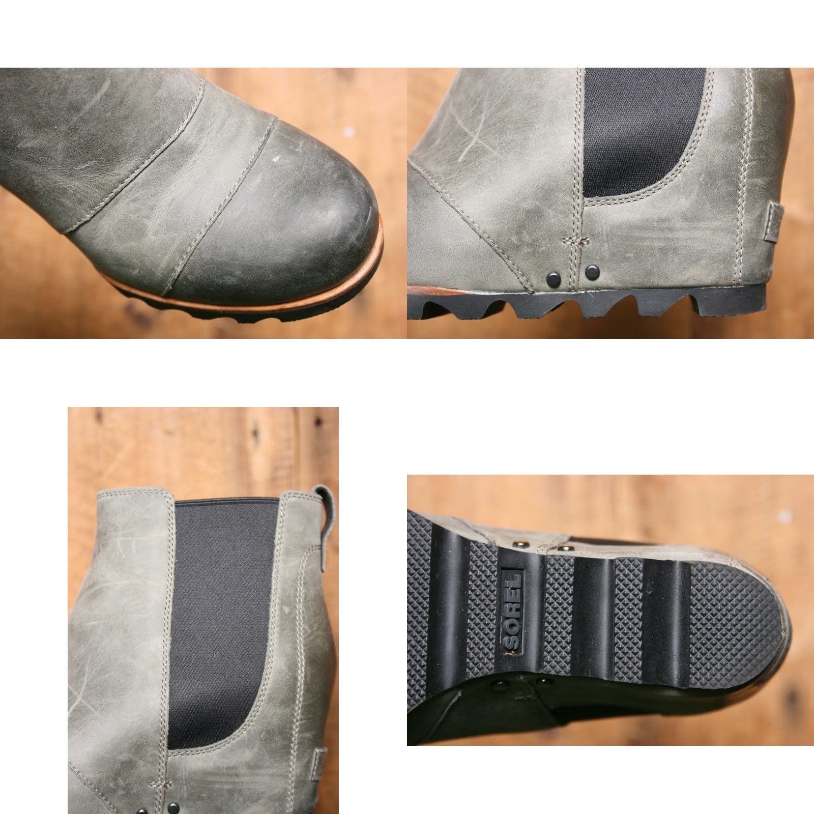 SOREL Sorel Lea Chelsea Booties Sz. 8 Leather Distressed Gray Wedge Ankle Boot Women Size US 6 / IT 36 - 8 Thumbnail