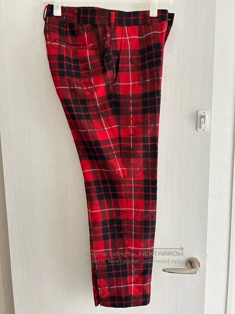 Comme des Garcons Comme Des Garcons size S Red checkered wool long pants Size 23" - 2 Thumbnail