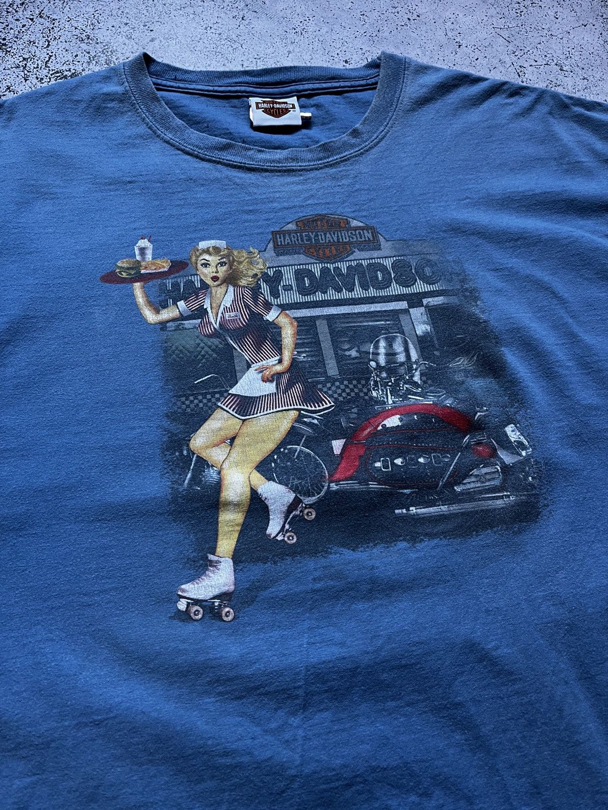 Harley Davidson × Vintage Vintage Harley Davidson Pin Up Great South Logo T-shirt Tee Size US XL / EU 56 / 4 - 1 Thumbnail