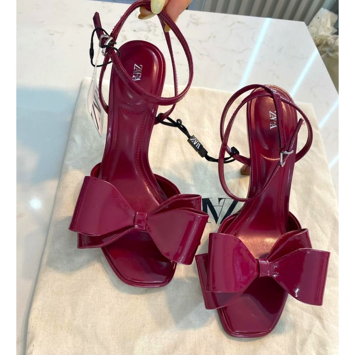 Zara LAST ONE! ZARA Red Bow Heels NWT Size US 8 / IT 38 - 11 Thumbnail
