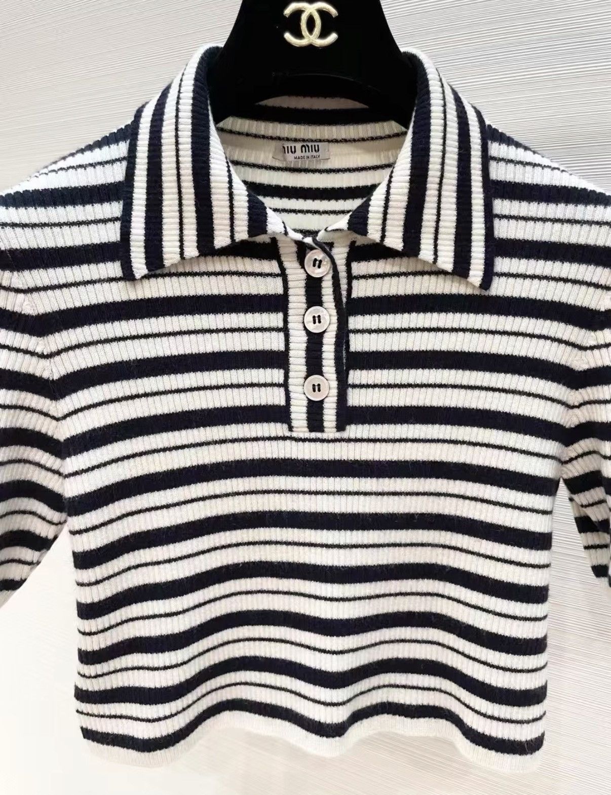 Miu Miu Miu Miu Striped Cashmere Cropped Knit Sweater J33 Size S / US 4 / IT 40 - 5 Thumbnail