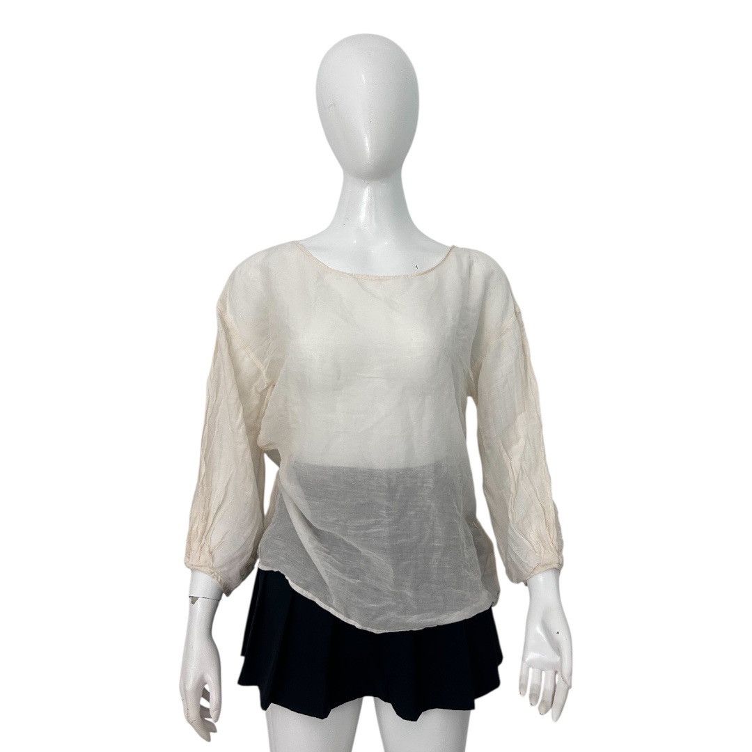 GOA Natural Vintage Goa Sheer Flowy Blouse Minimalist Boho Top Size M / US 6-8 / IT 42-44 - 1 Thumbnail