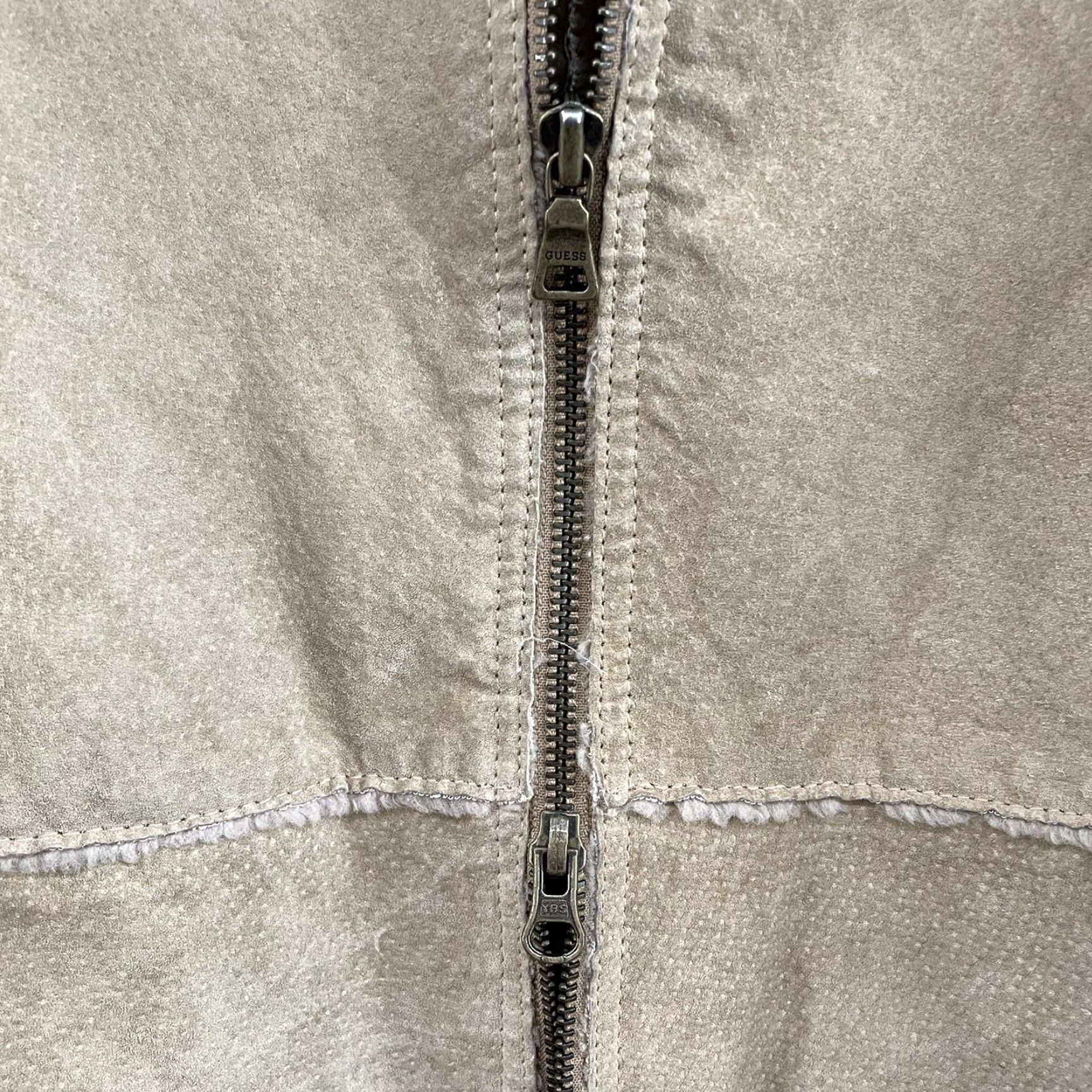 Guess GUESS Suede Leather Coat 90s Y2K Vintage Large L Tan Beige Faux Fur Afghan Penny Lane Mens Size L / US 10 / IT 46 - 5 Thumbnail