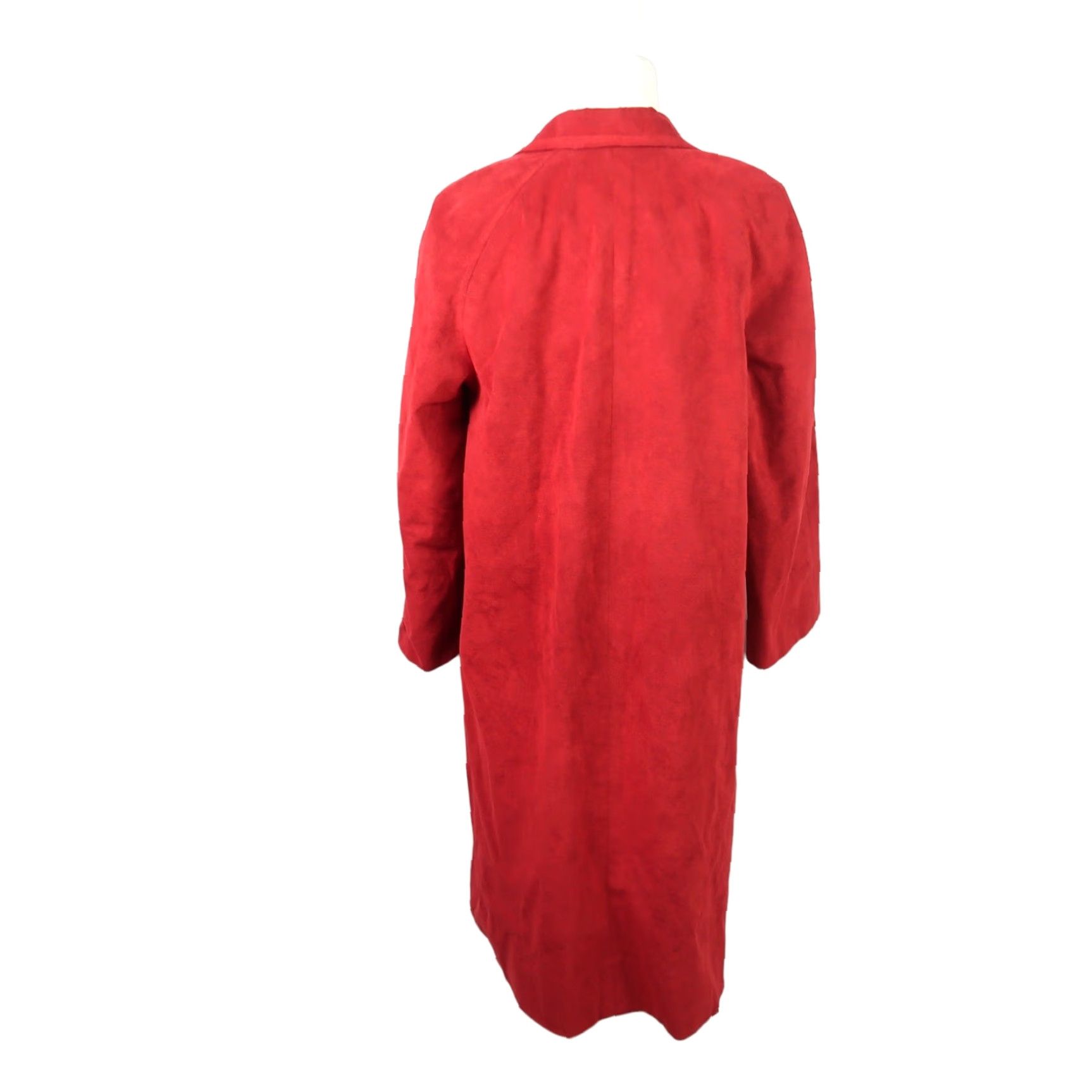 Vintage VINTAGE 70s deep red faux suede button front mid length coat L Womens Overcoat Regular Size Size L / US 10 / IT 46 - 4 Thumbnail