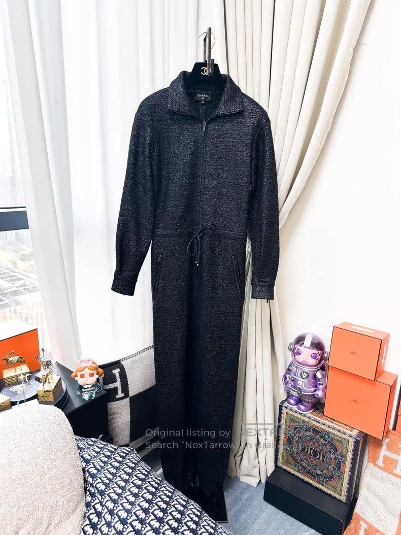 Chanel Chanel Glitter lapel drawstring jumpsuit Size 42" / US 20 - 1 Thumbnail