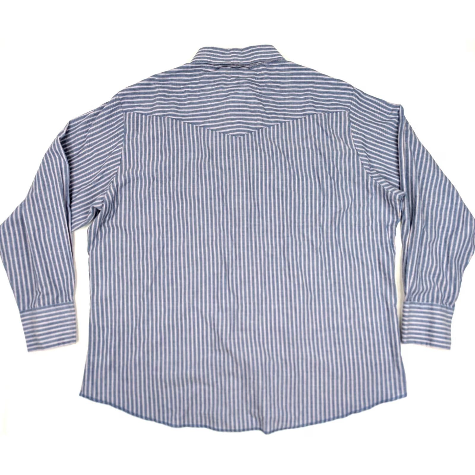 Vintage VINTAGE Rustler Shirt Men 2XL Western Pearl Snap Striped Blue Red X-Long Tails Button-Up Shirt Size US XXL / EU 58 / 5 - 7 Thumbnail