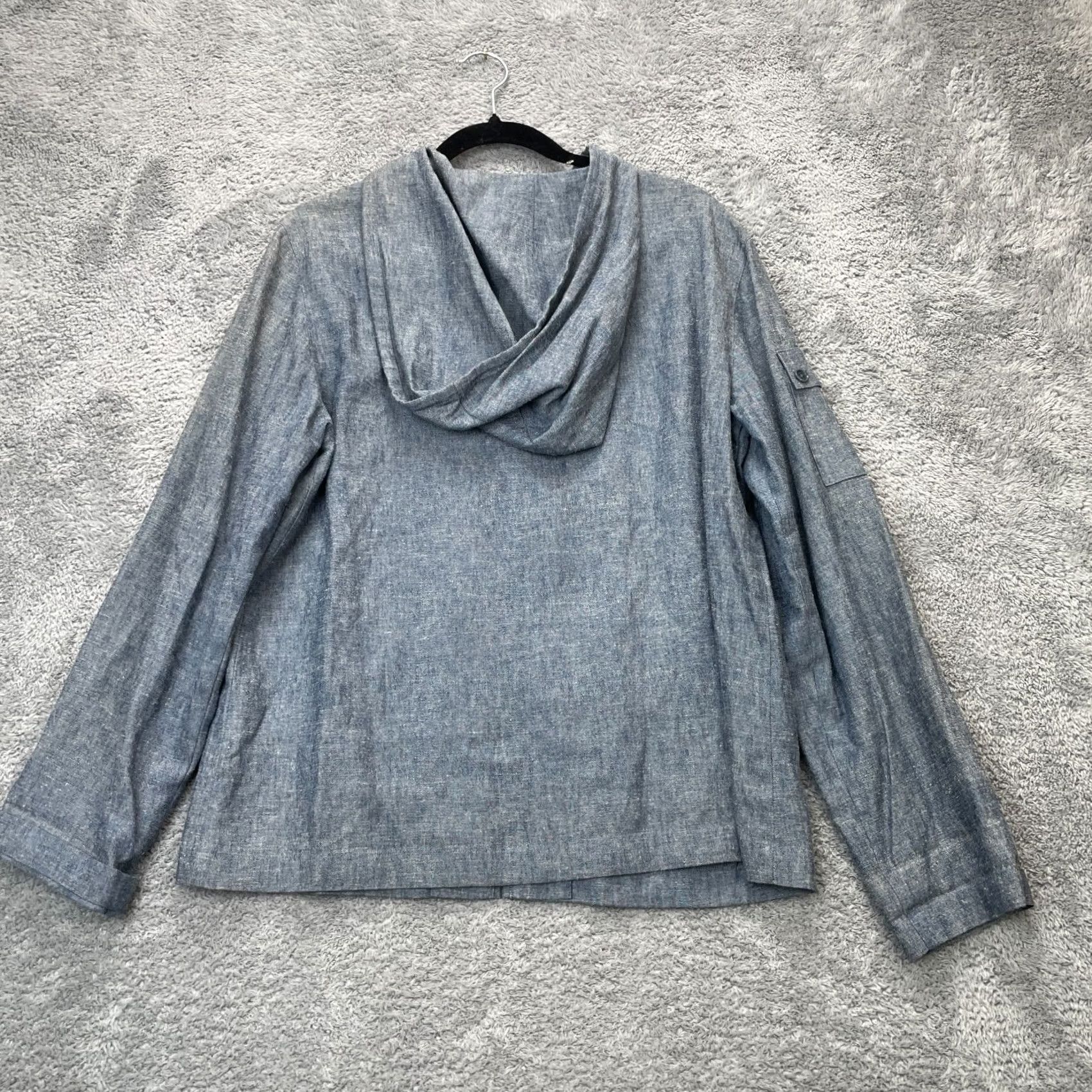 Vintage Caslon Jacket Womens Medium Gray Linen Coat Hooded Full Zip Light Casual Breath Size M / US 6-8 / IT 42-44 - 2 Thumbnail