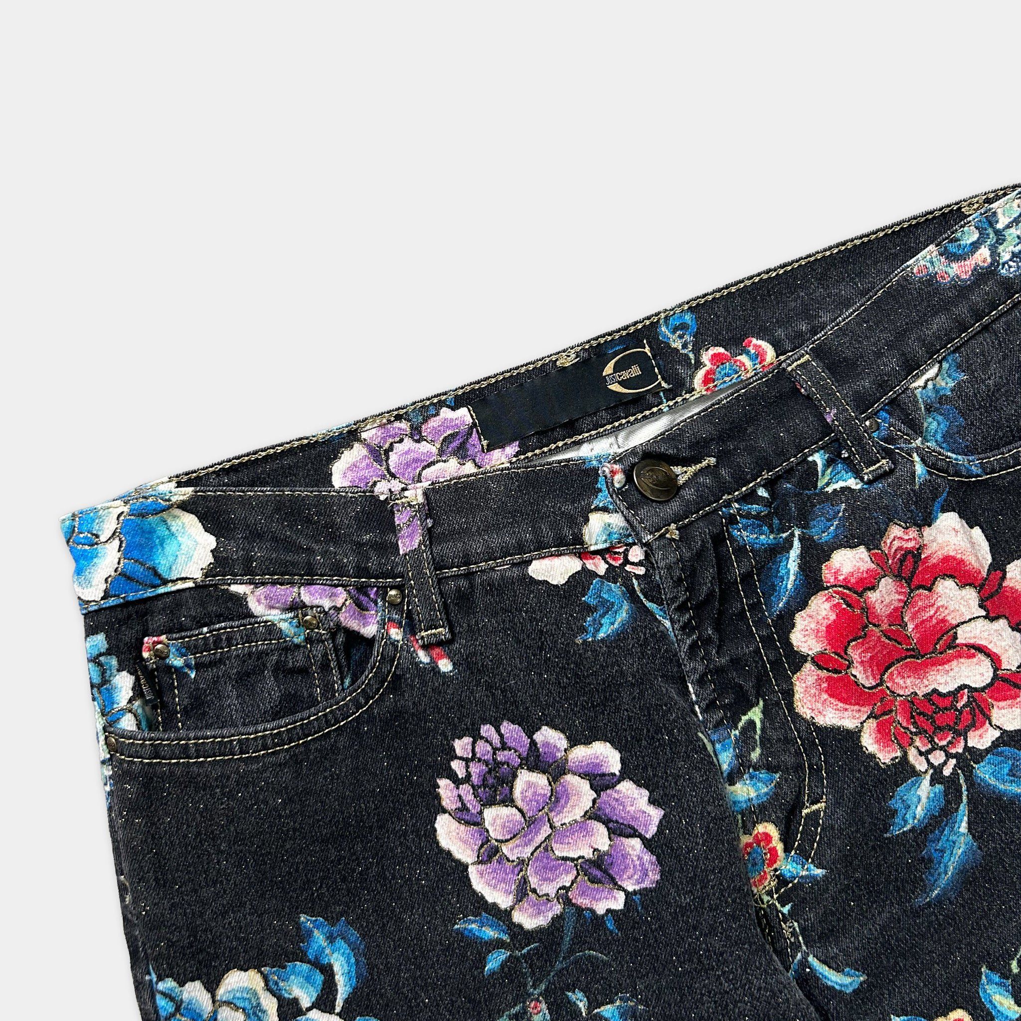 Just Cavalli Just Cavalli Floral Glitter Flare Pants Size 26" / US 2 / IT 38 - 3 Thumbnail