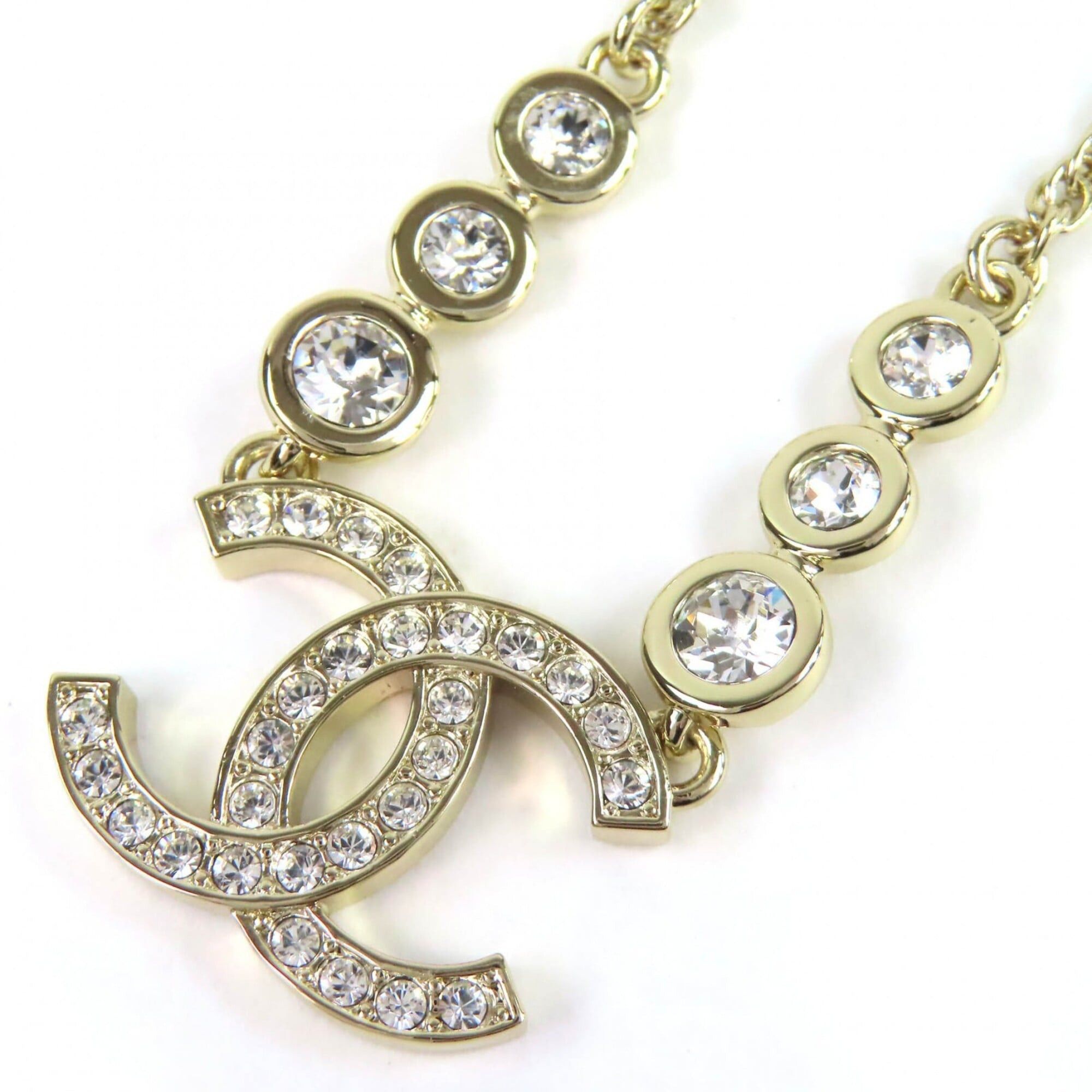 Chanel CHANEL (2025 model) B25S Coco Mark Rhinestone Chain Necklace, Gold, with Box, Women's. Size ONE SIZE - 1 Thumbnail