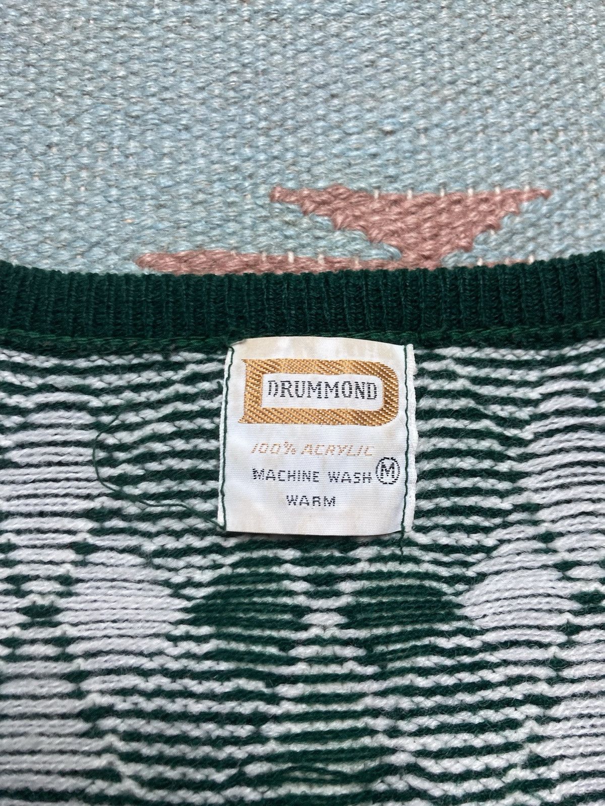 Vintage acrylic knit sweater Drummond argyle diamonds v neck medium Size US M / EU 48-50 / 2 - 4 Thumbnail