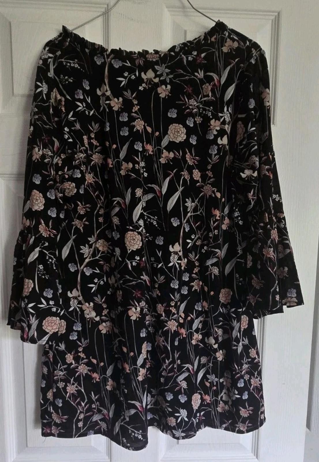 Style & Co Style & Co Women Womens Size 0X Blouse Top Shirt Black Flora Size L / US 10 / IT 46 - 4 Thumbnail