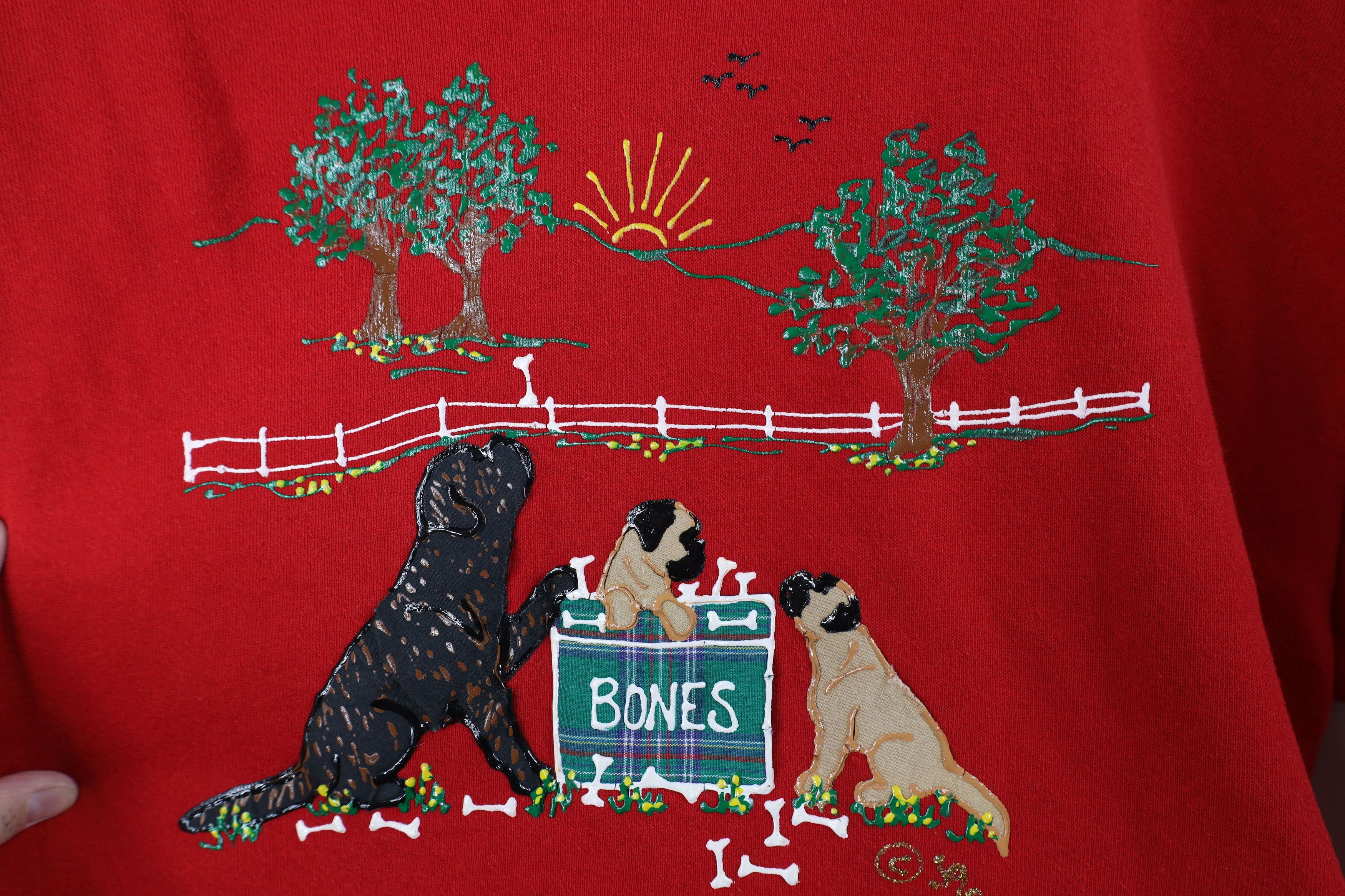 Vintage Vintage 90s Streetwear Paint Farmhouse Dog Puppy Sweatshirt Size L / US 10 / IT 46 - 4 Thumbnail