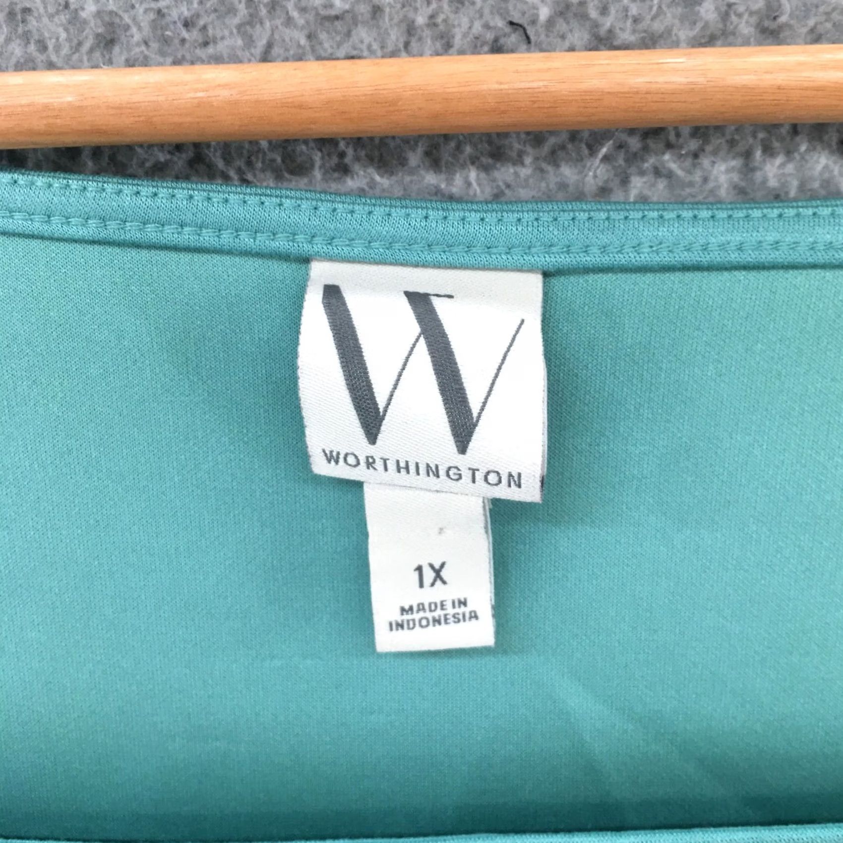 Worthington Worthington Square Neck Blouse Top Womens 1X Green Puff Long Sleeve Casual NEW Size XL / US 12-14 / IT 48-50 - 6 Thumbnail