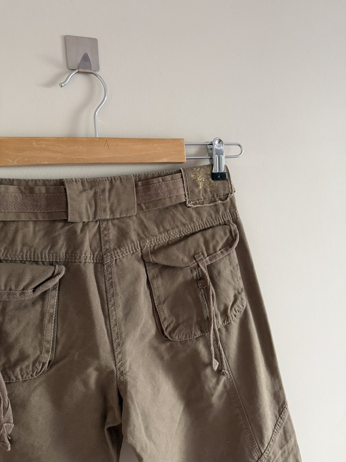 Vintage Avant-Garde Embroidered Brown Cargo Pants Size 27" / US 4 / IT 40 - 8 Thumbnail