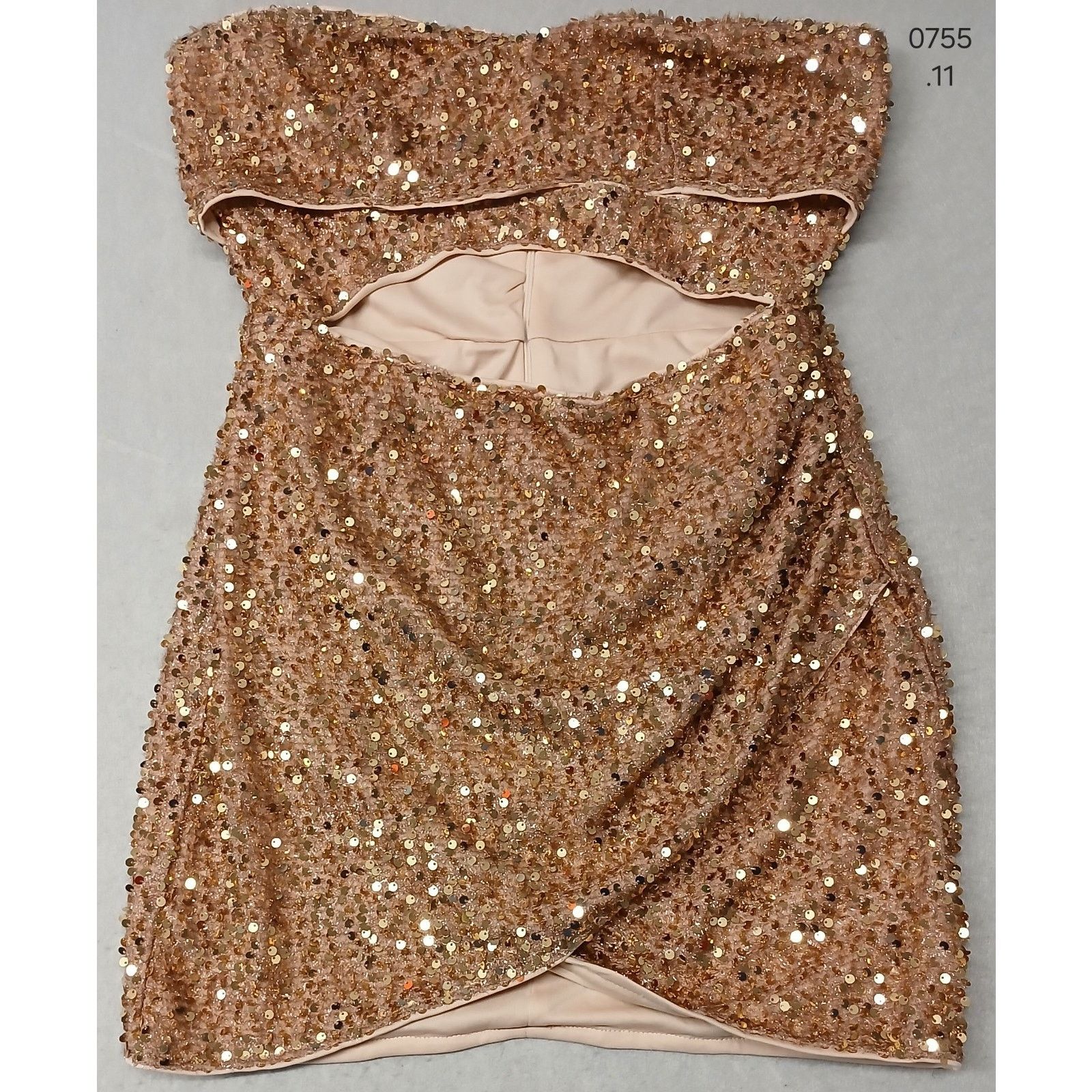 Shein Shein (Large) Women's Rose Gold Sequins Cocktail Dress Size L / US 10 / IT 46 - 9 Thumbnail