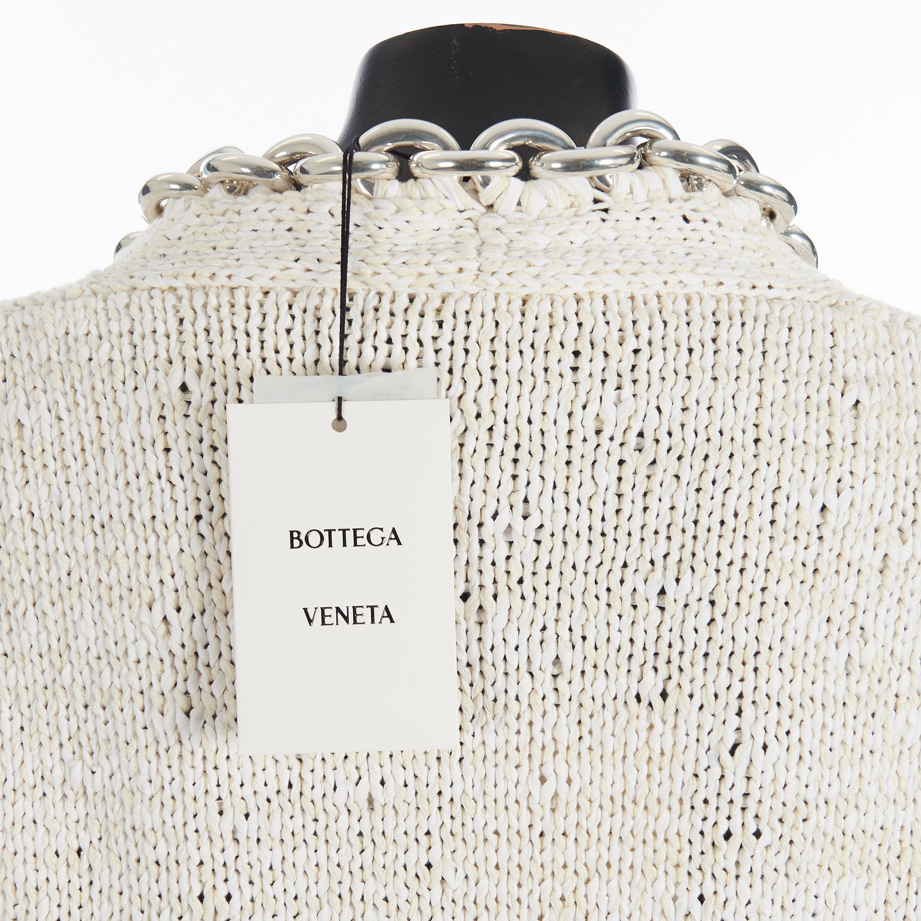 Bottega Veneta Textured Cotton Knit Dress With Chunky Chain In Chalk White Size S / US 4 / IT 40 - 10 Thumbnail