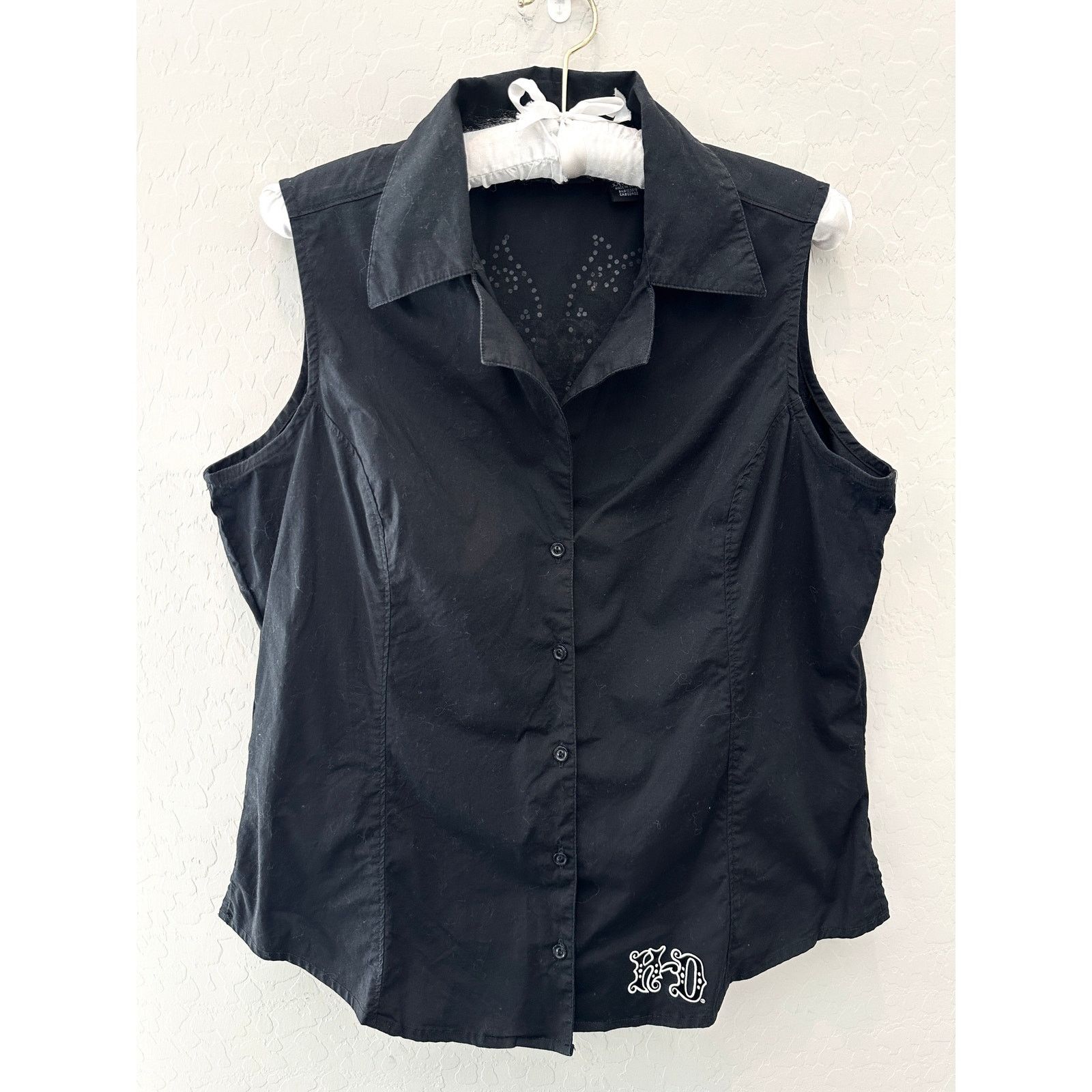 Harley Davidson HARLEY DAVIDSON Sleeveless Shirt Black Studded Large Size L / US 10 / IT 46 - 1 Thumbnail