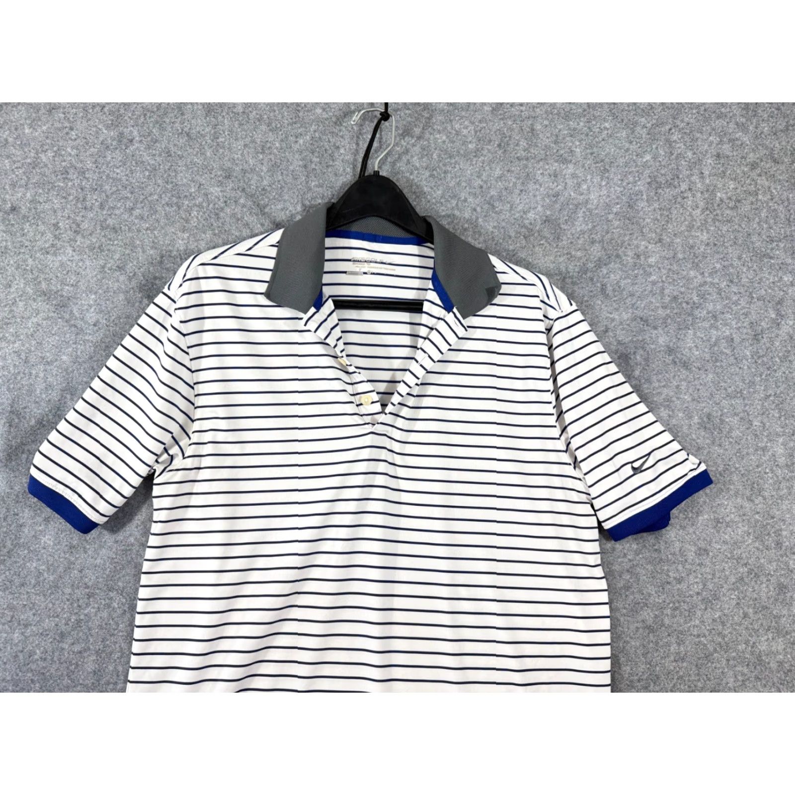 Nike Nike Golf Polo Shirt Mens M White Blue Striped Standard Fit Stretch Performance Short Sleeve Size US M / EU 48-50 / 2 - 2 Thumbnail