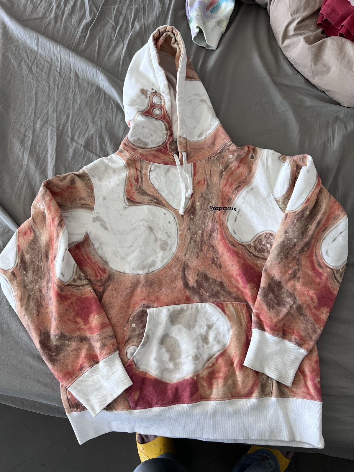 image of Supreme Blood And Semen Hooded Sweatshirt in White, Men's (Size Medium)
