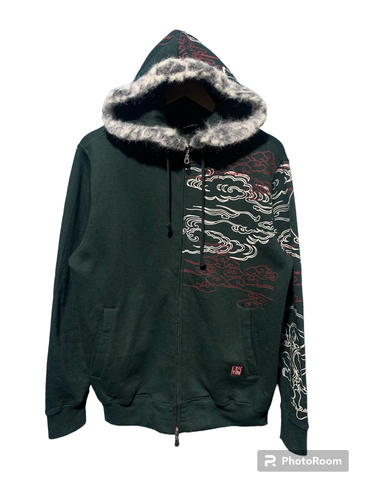 If Six Was Nine × Japanese Brand × Le Grande Bleu (L.G.B.) Sukajan fujin raijin fur hoodie over printed japanese style Size US L / EU 52-54 / 3 - 1 Thumbnail