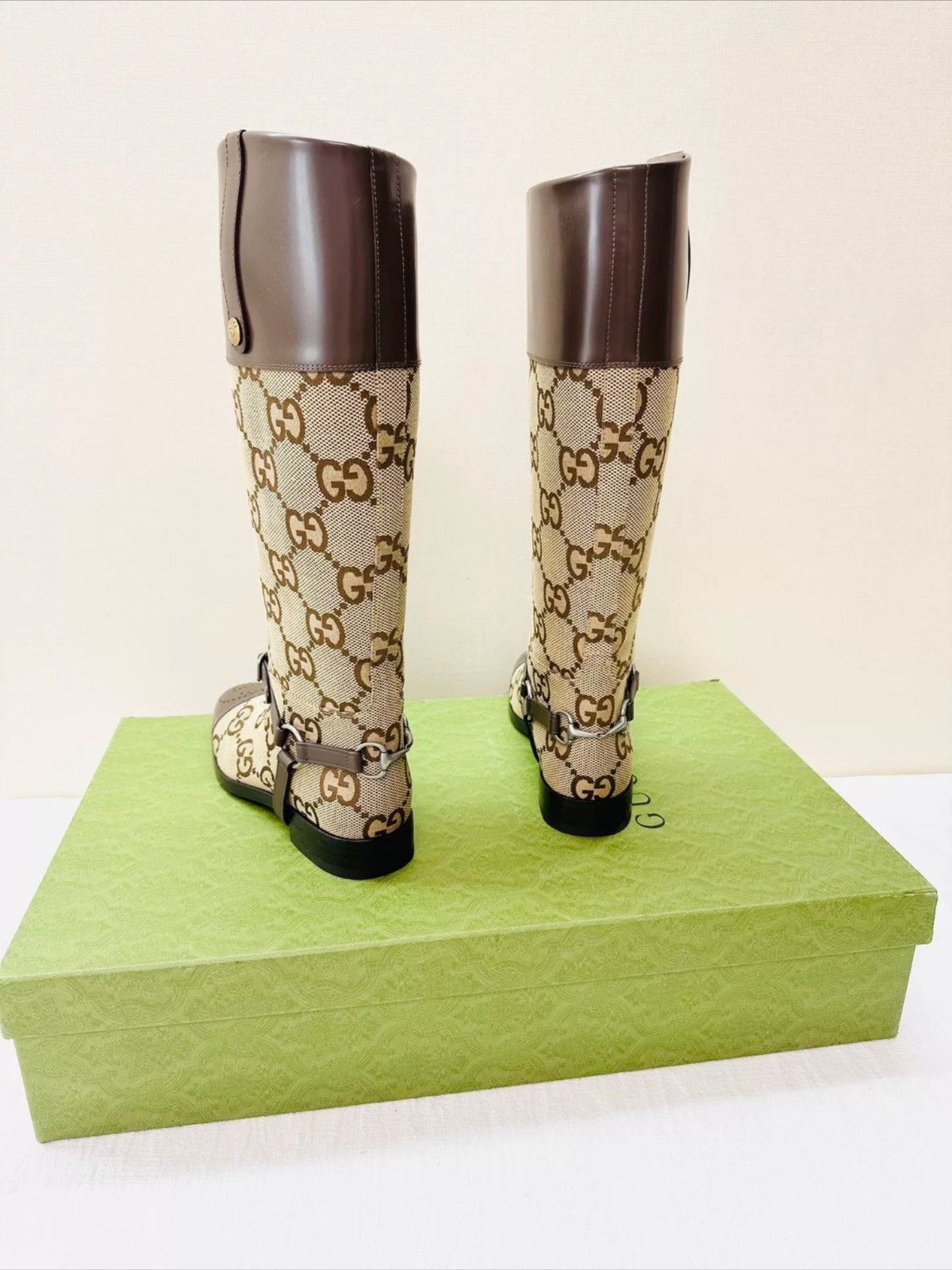 Gucci GG CANVAS & LEATHER KNEE BOOTS Size US 10 / EU 43 - 7 Thumbnail