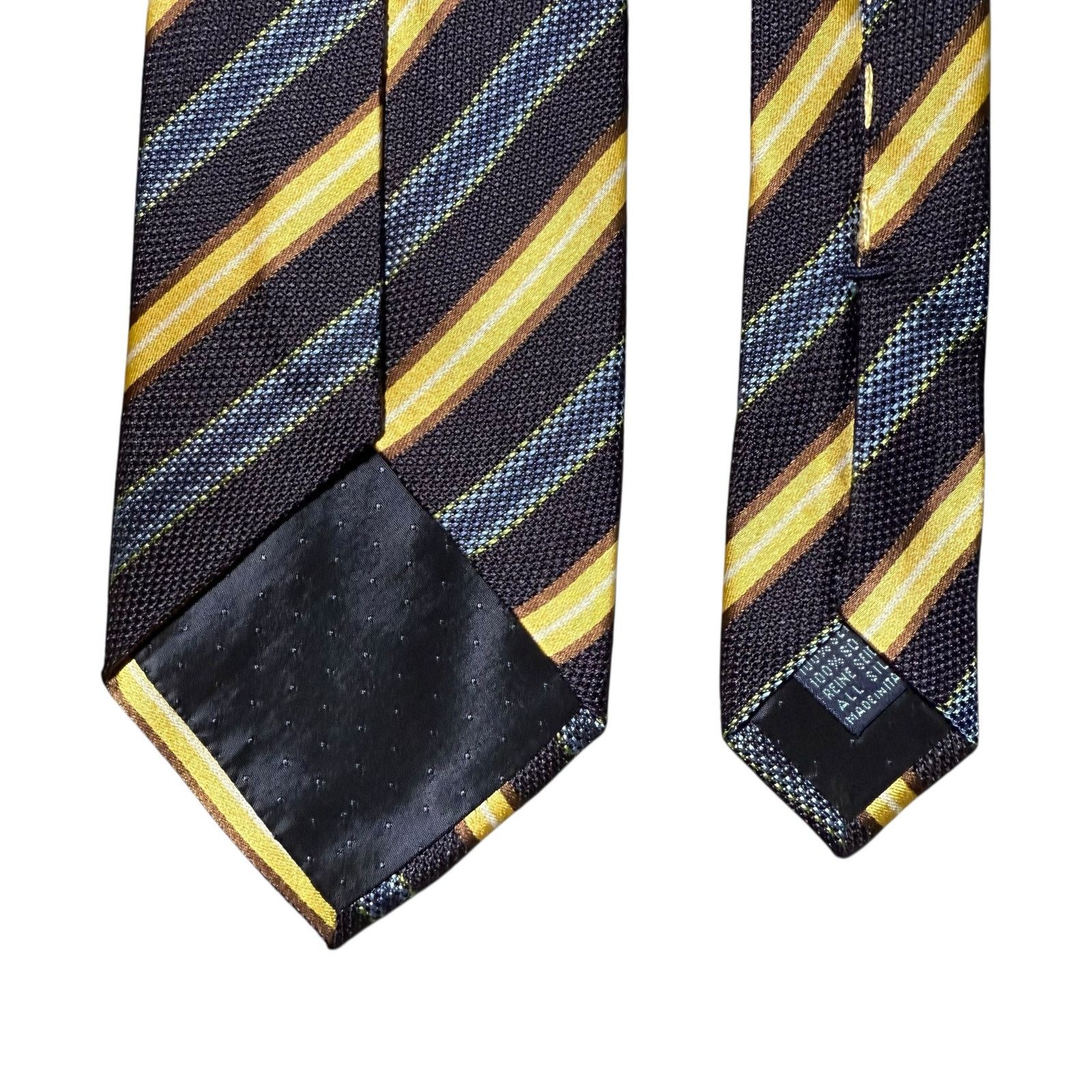 Other Massimo Bizzocchi Silk Tie Necktie Stripes Striped Blue Gold Size ONE SIZE - 6 Thumbnail