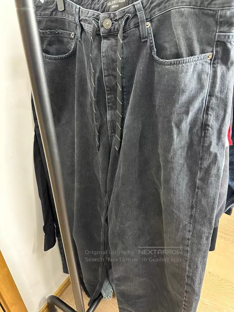 Balenciaga Balenciaga size XS Drawstring Denim Pants with Washed Blac Size US 27 - 1 Thumbnail