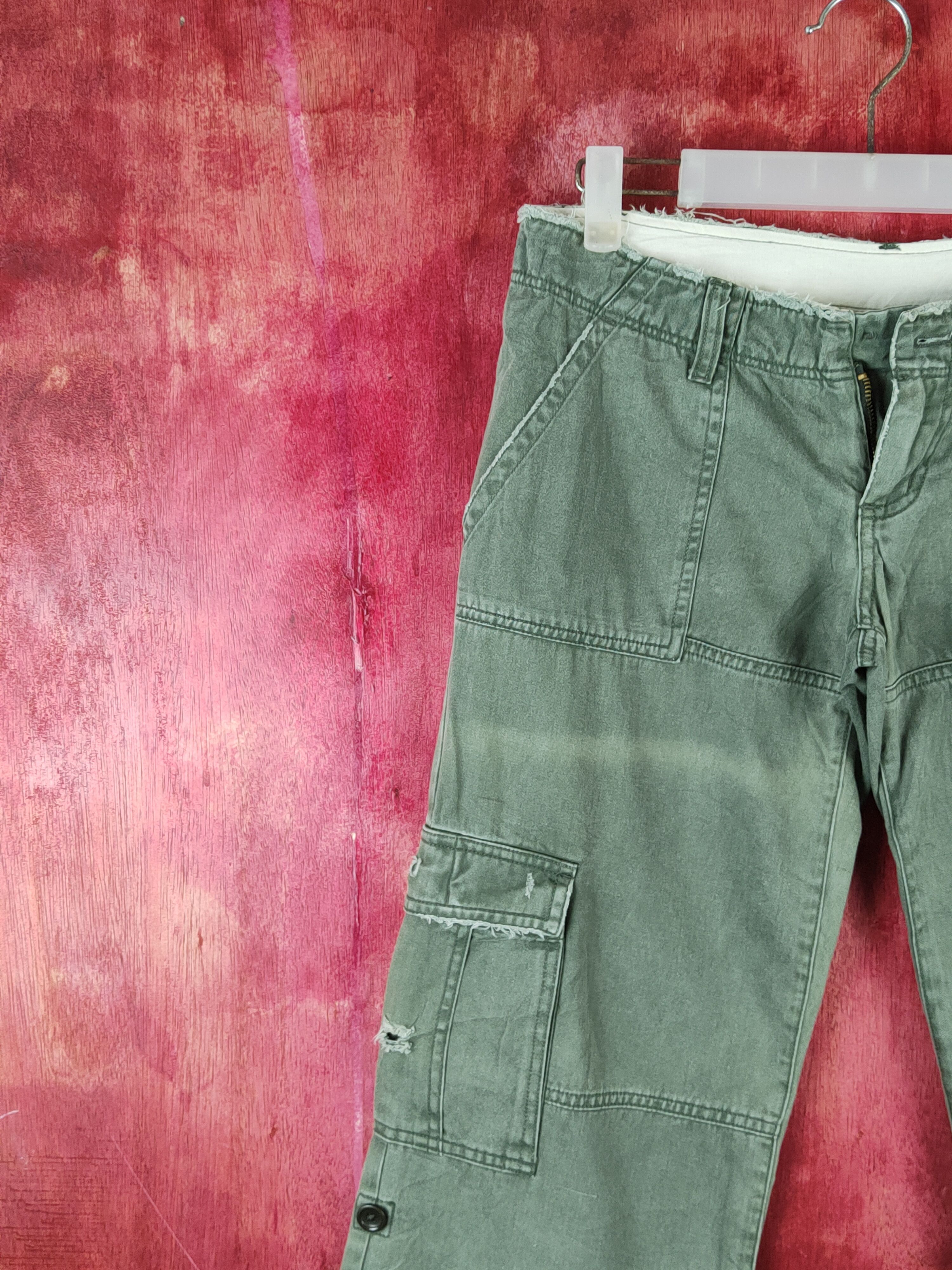 Japanese Brand Sally's Green Multipocket Tactical Cargo Pants #S2396 Size 28" / US 6 / IT 42 - 3 Thumbnail