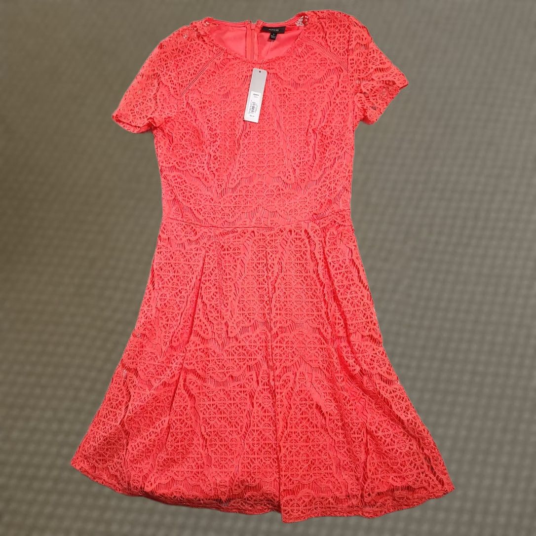 Apt. 9 VINTAGE Apt. 9 Womens Small Dubarry Lace Fit & Flare Dress Orange Size S / US 4 / IT 40 - 1 Thumbnail
