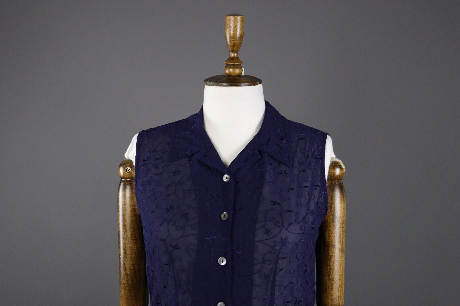 Designer Vintage Laure Ashley Blue Floral Vest Gilet EU 34 US 4 UK 8 Size S / US 4 / IT 40 - 2 Thumbnail