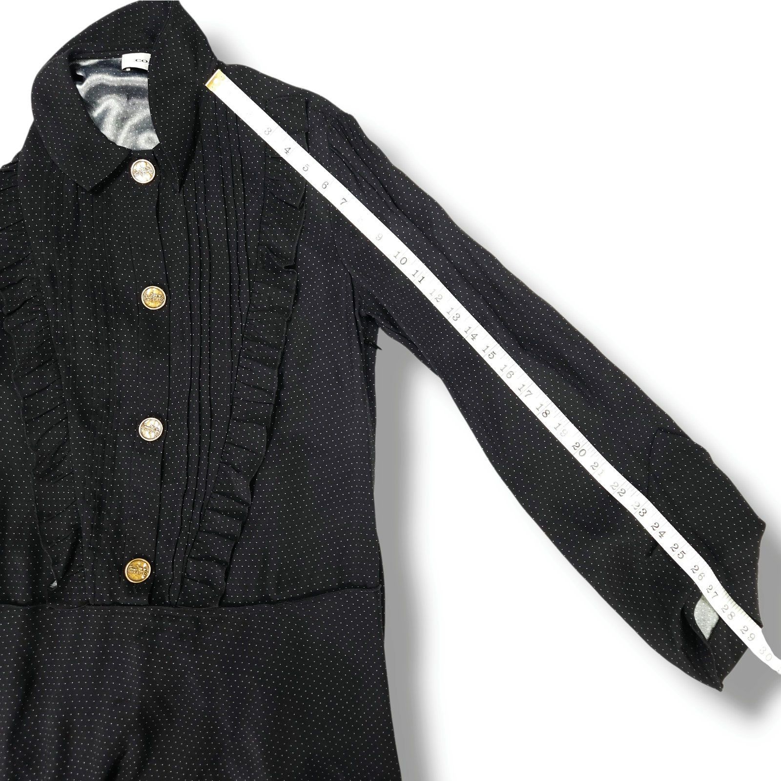 Coach Coach 1941 Ruffle Bib Dress Micro Dot Origami Cuffs Black 4 Size S / US 4 / IT 40 - 14 Thumbnail