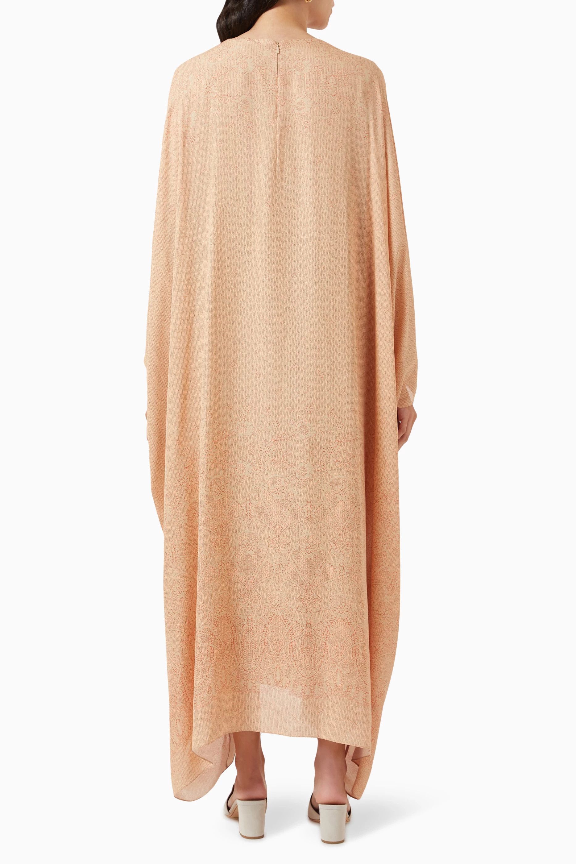 Loro Piana o1srvl11e0824 Savannah Floral Midi Dress in Peach Size S / US 4 / IT 40 - 4 Thumbnail